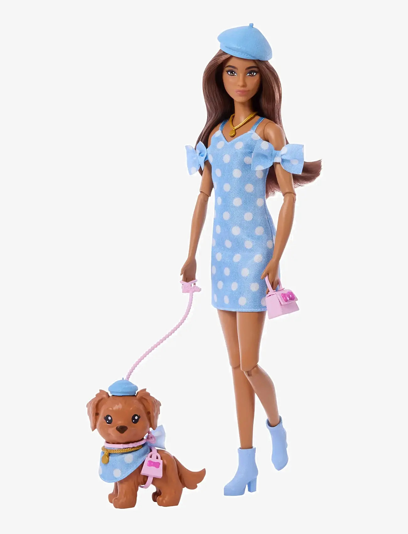 Barbie - Twinning Looks Fashion Doll with Pet Dog, Matching Blue Clothes & Accessories, Brunette - dukker - multi color - 1