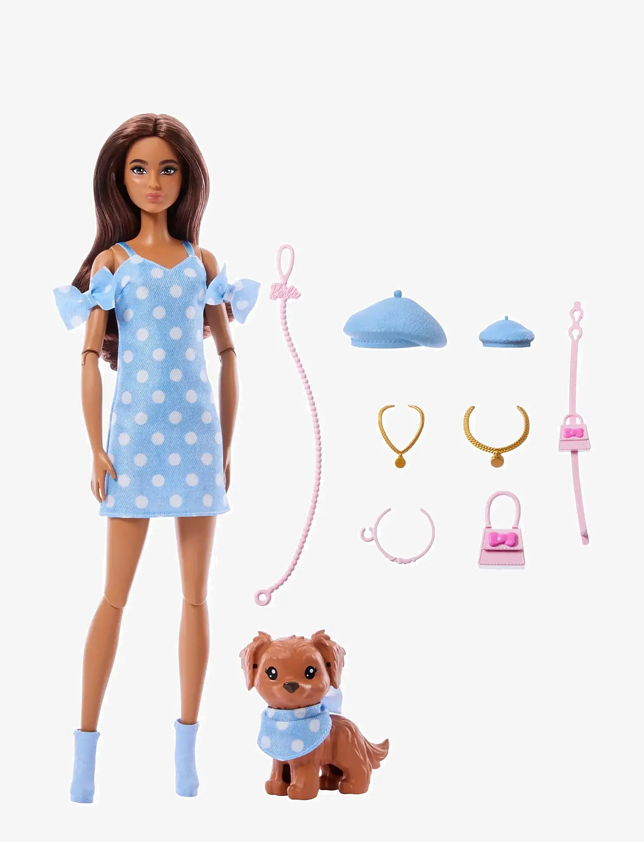 Barbie - Twinning Looks Fashion Doll with Pet Dog, Matching Blue Clothes & Accessories, Brunette - dukker - multi color - 2