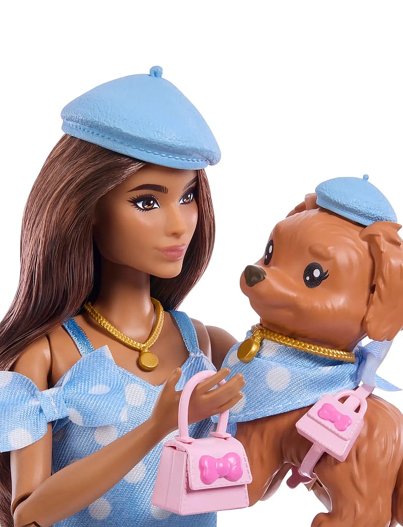 Barbie - Twinning Looks Fashion Doll with Pet Dog, Matching Blue Clothes & Accessories, Brunette - puppen - multi color - 5