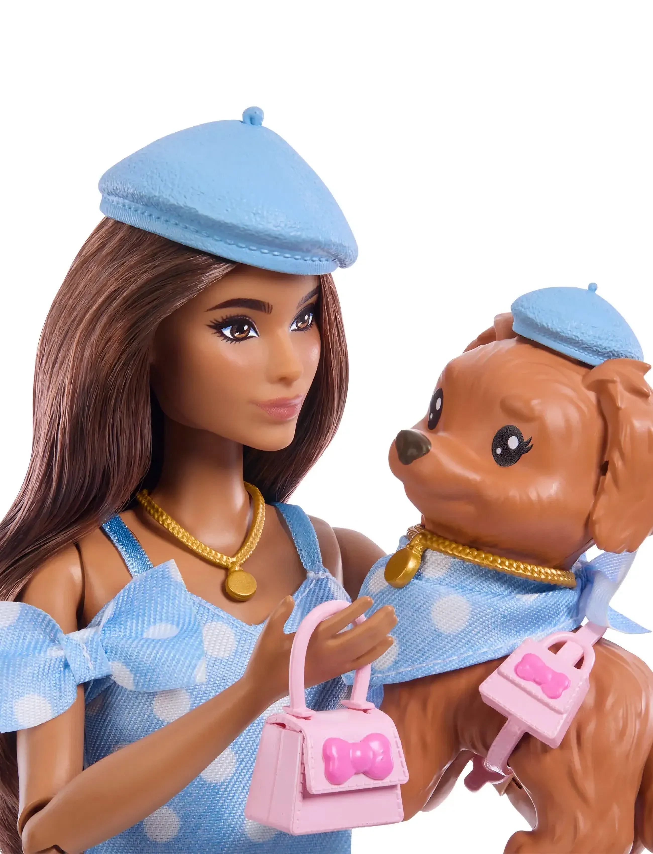 Barbie - Twinning Looks Fashion Doll with Pet Dog, Matching Blue Clothes & Accessories, Brunette - nukud - multi color - 5