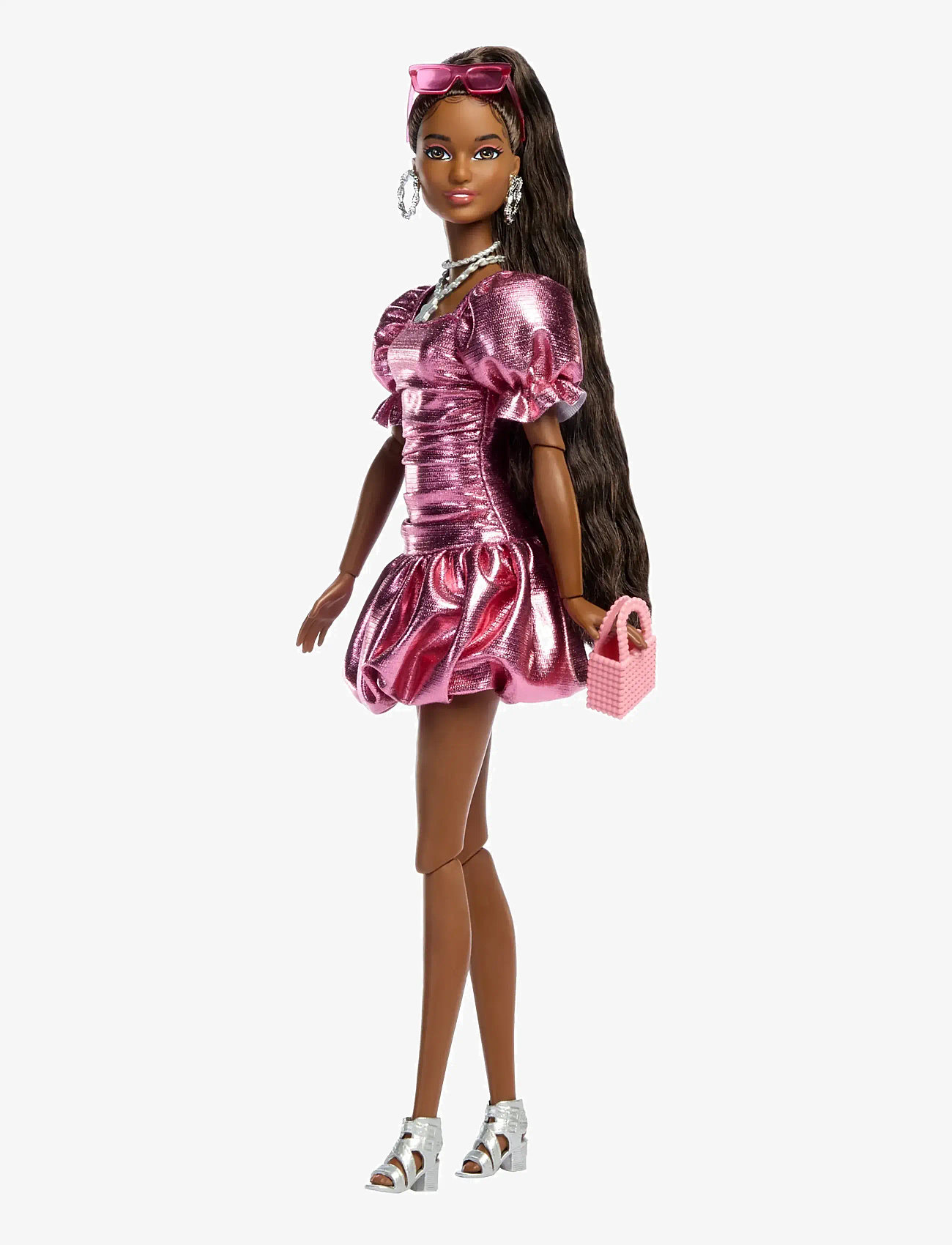 Barbie - Deluxe Style Fashion Doll #6 in Metallic Coral Dress with Bubble Hem and Silvery Accessories - dukker - multi color - 1