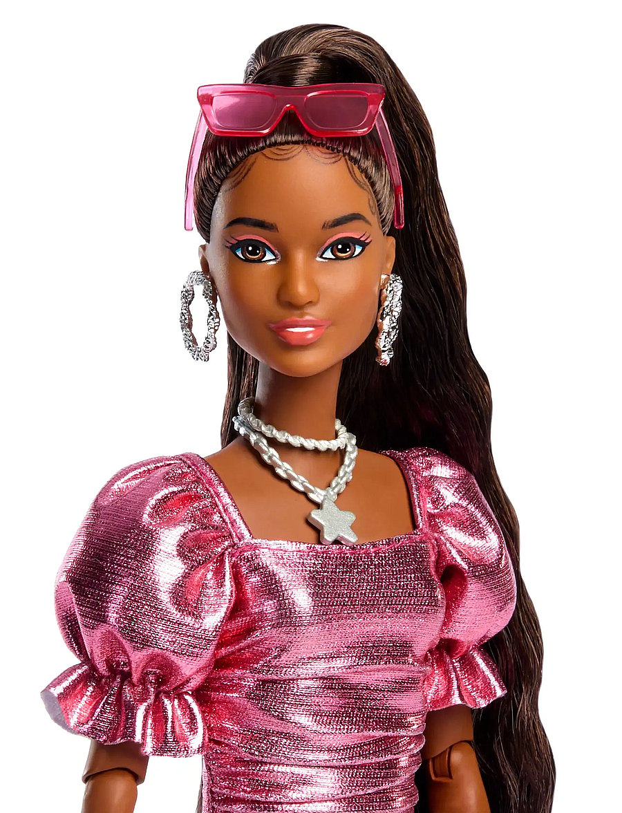 Barbie - Deluxe Style Fashion Doll #6 in Metallic Coral Dress with Bubble Hem and Silvery Accessories - puppen - multi color - 4