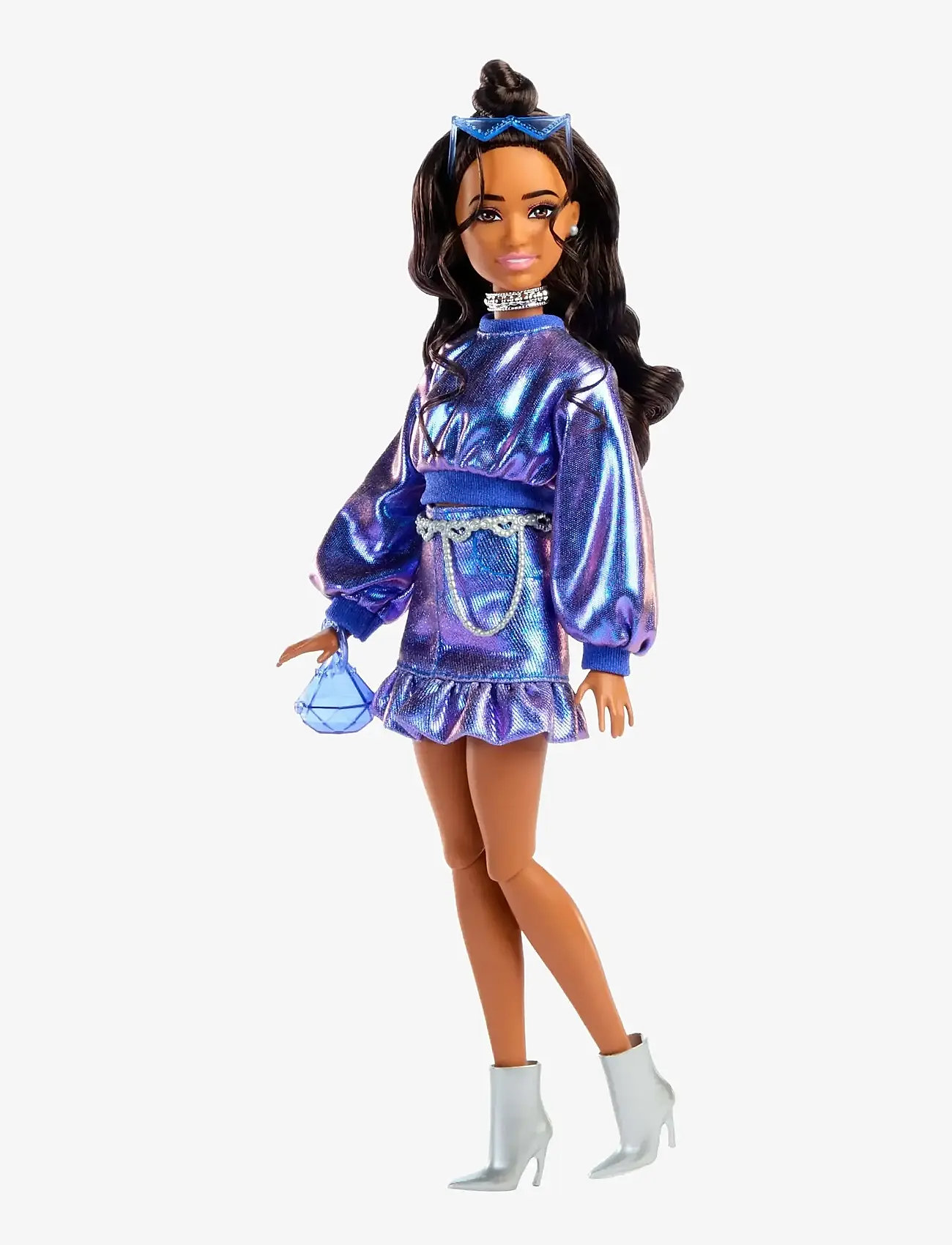 Barbie - Deluxe Style Fashion Doll #7 in Metallic Blue Top and Skirt with Accessories, Brunette - dukker - multi color - 1