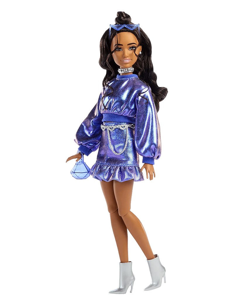 Barbie - Deluxe Style Fashion Doll #7 in Metallic Blue Top and Skirt with Accessories, Brunette - puppen - multi color - 2