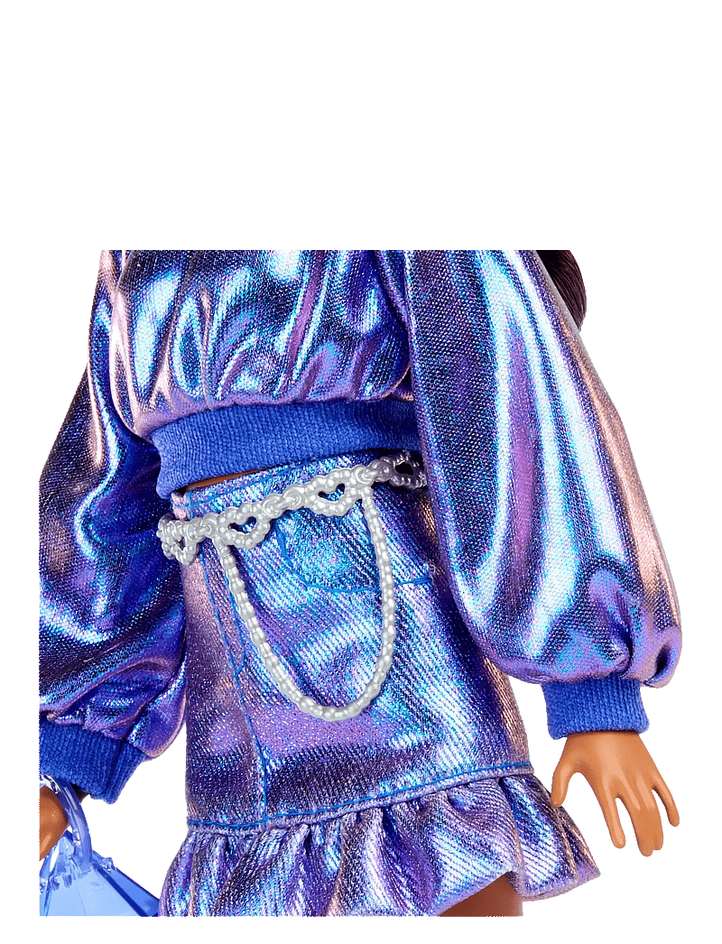 Barbie - Deluxe Style Fashion Doll #7 in Metallic Blue Top and Skirt with Accessories, Brunette - puppen - multi color - 3