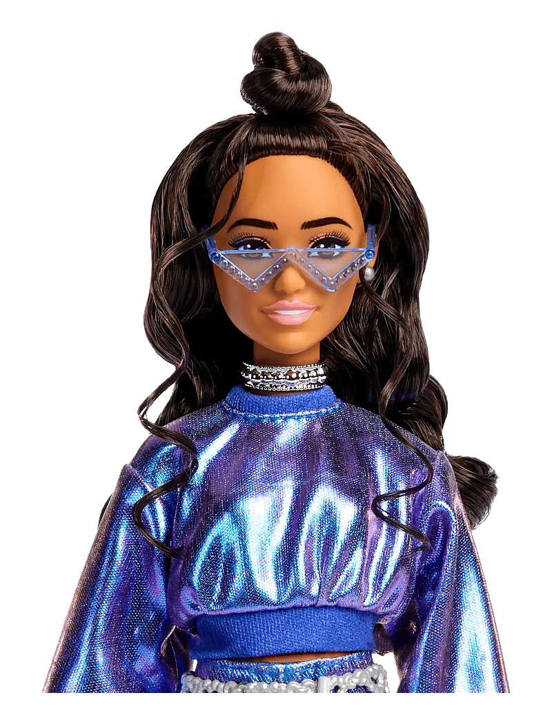 Barbie - Deluxe Style Fashion Doll #7 in Metallic Blue Top and Skirt with Accessories, Brunette - puppen - multi color - 4