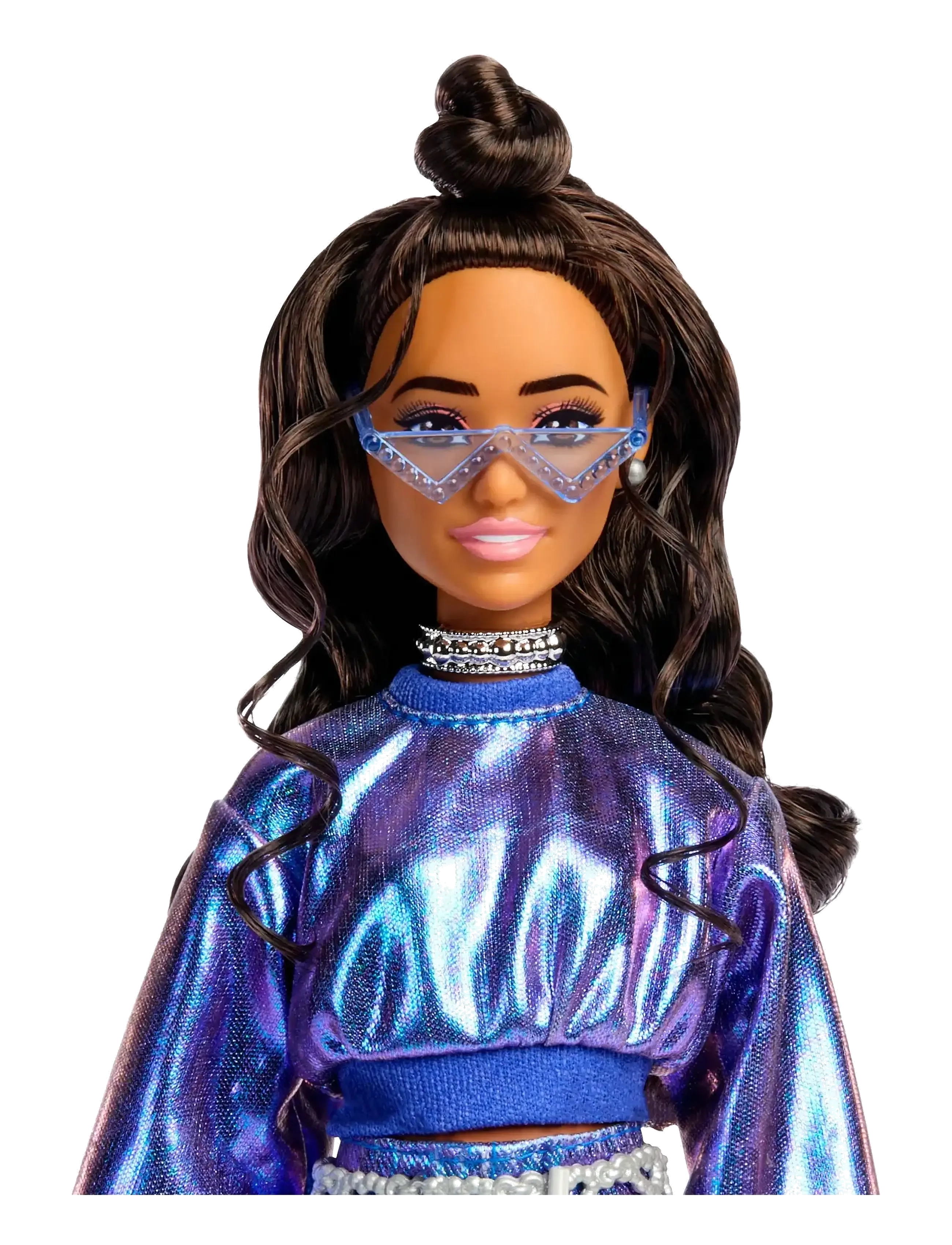 Barbie - Deluxe Style Fashion Doll #7 in Metallic Blue Top and Skirt with Accessories, Brunette - dukker - multi color - 4