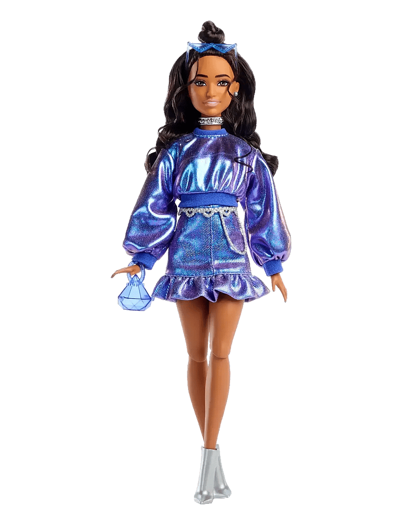 Barbie - Deluxe Style Fashion Doll #7 in Metallic Blue Top and Skirt with Accessories, Brunette - puppen - multi color - 5