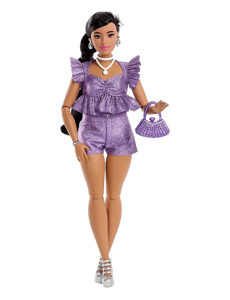 Barbie - Deluxe Style Fashion Doll #8 in Metallic Purple Top and Sparkly Shorts with Accessories - nukud - multi color - 0