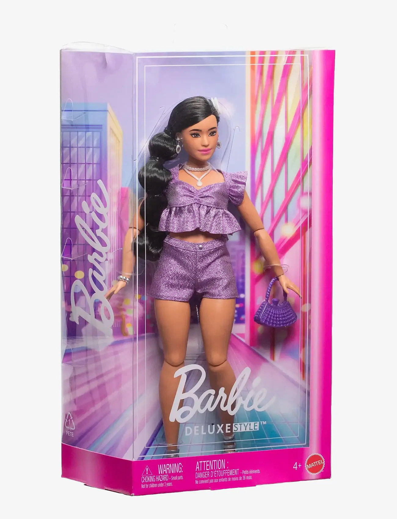 Barbie - Deluxe Style Fashion Doll #8 in Metallic Purple Top and Sparkly Shorts with Accessories - nukud - multi color - 3