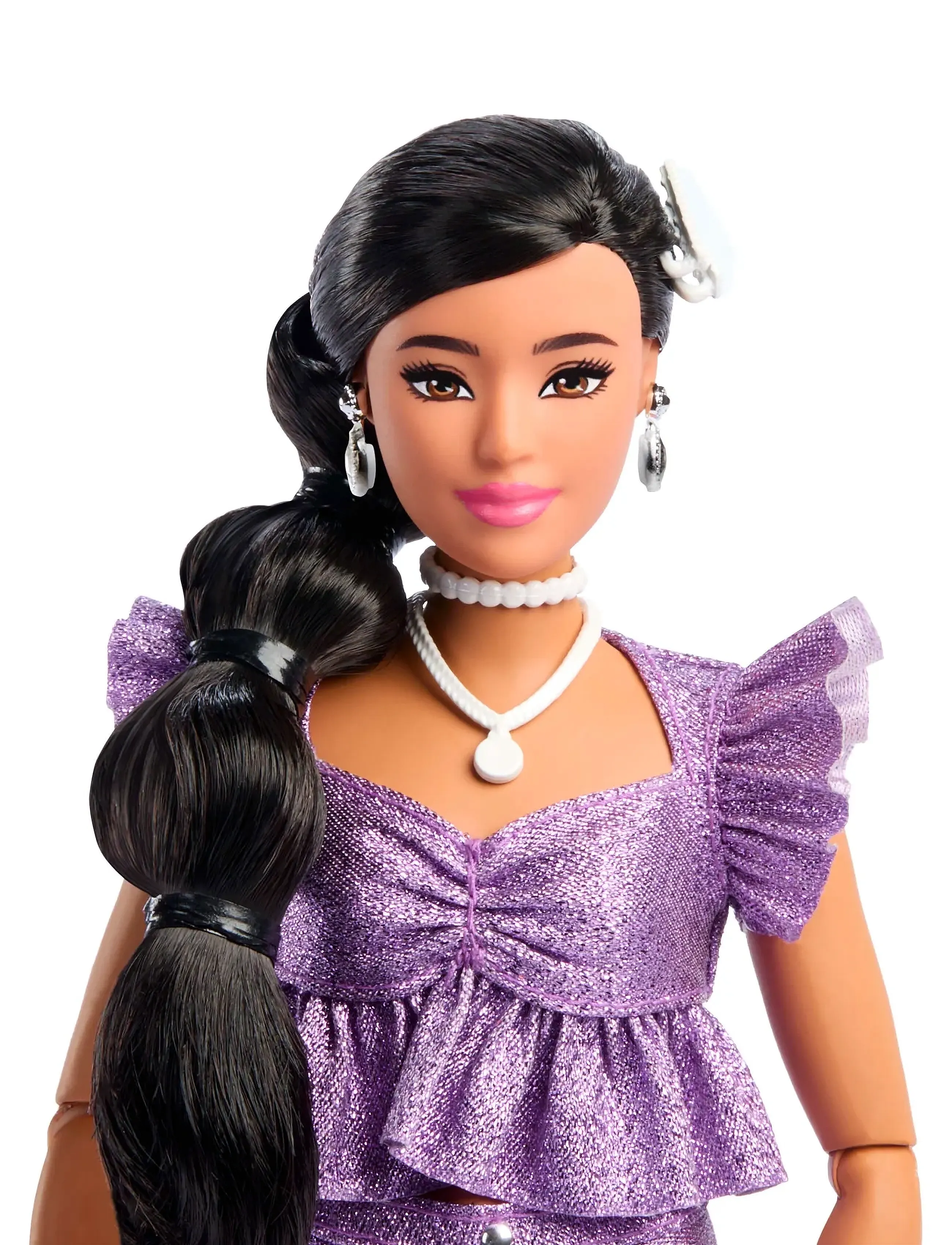 Barbie - Deluxe Style Fashion Doll #8 in Metallic Purple Top and Sparkly Shorts with Accessories - dukker - multi color - 5