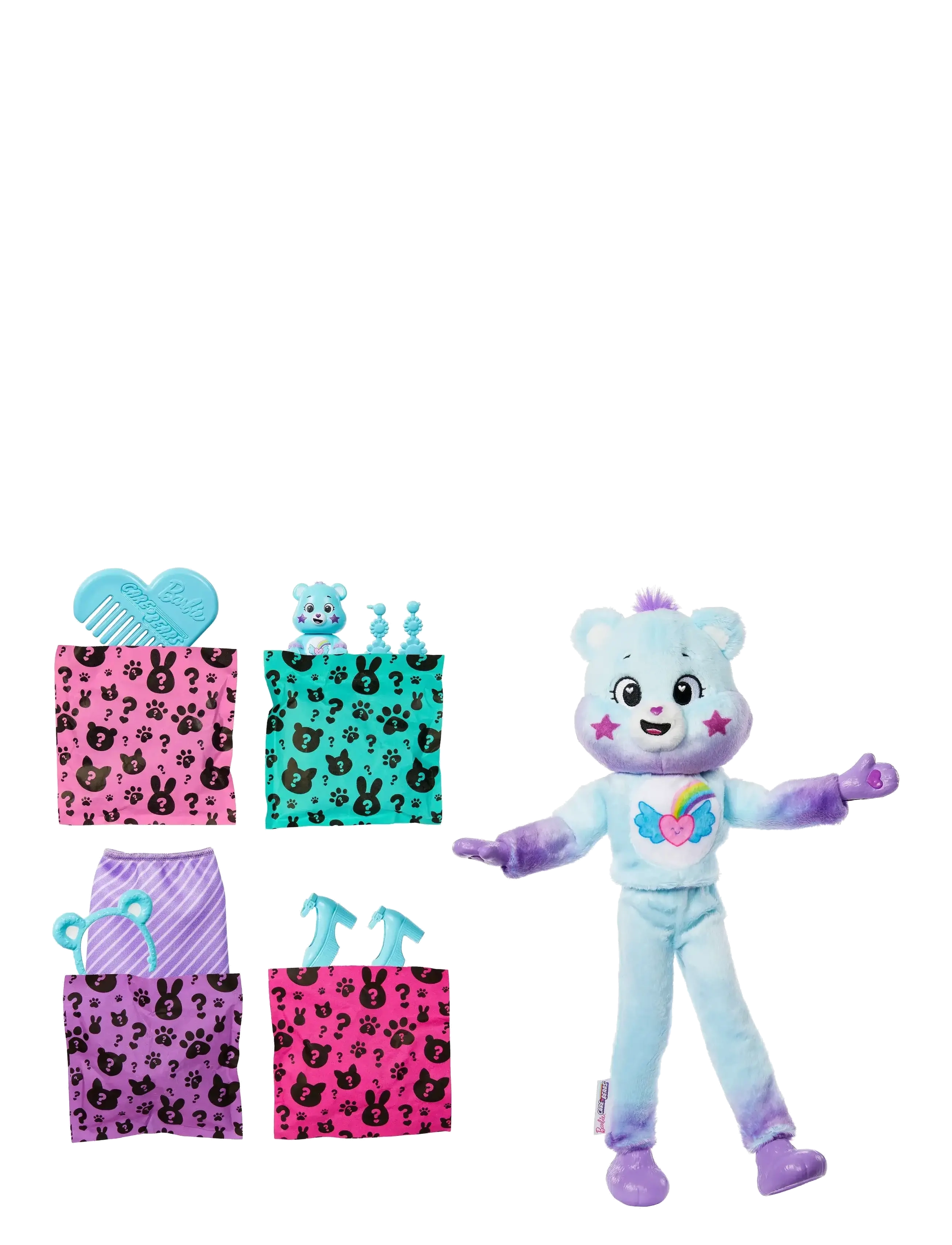 Barbie - Cutie Reveal Care Bears Doll & Accessories, Series 2 Dream Bright Bear with 10 Surprises - poupées - multi color - 3