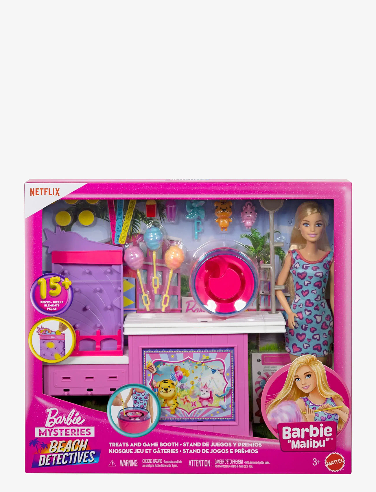 Barbie - Mysteries: Beach Detectives Malibu Doll, Cotton Candy Game Playset & Accessories - leikkisetit - multi color - 5