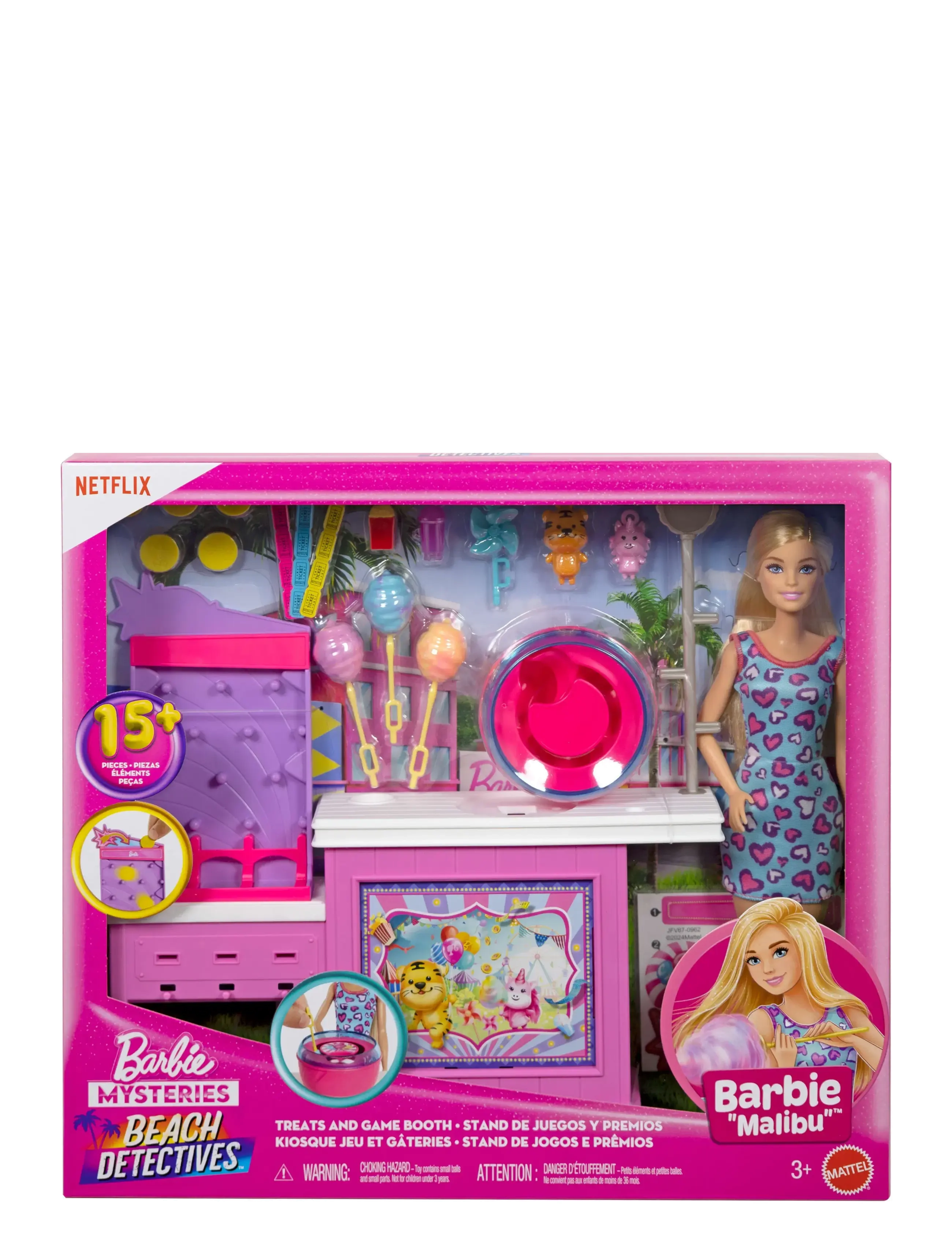 Barbie - Mysteries: Beach Detectives Malibu Doll, Cotton Candy Game Playset & Accessories - nuket - multi color - 5