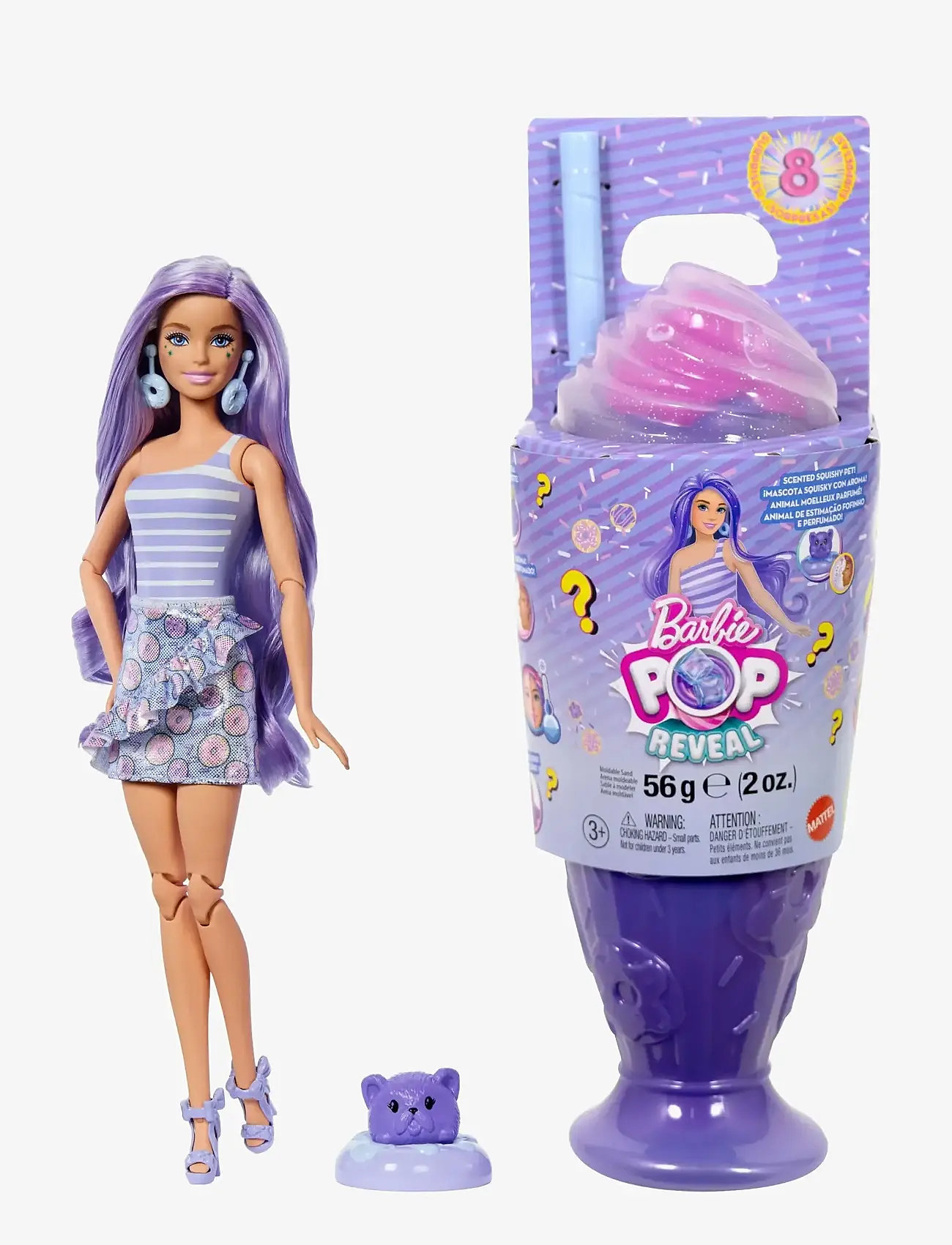 Barbie - Pop Reveal Treat Series Doll & Accessories Set, Donut Dreams Fashion Doll & Pet - dockor - multi color - 1