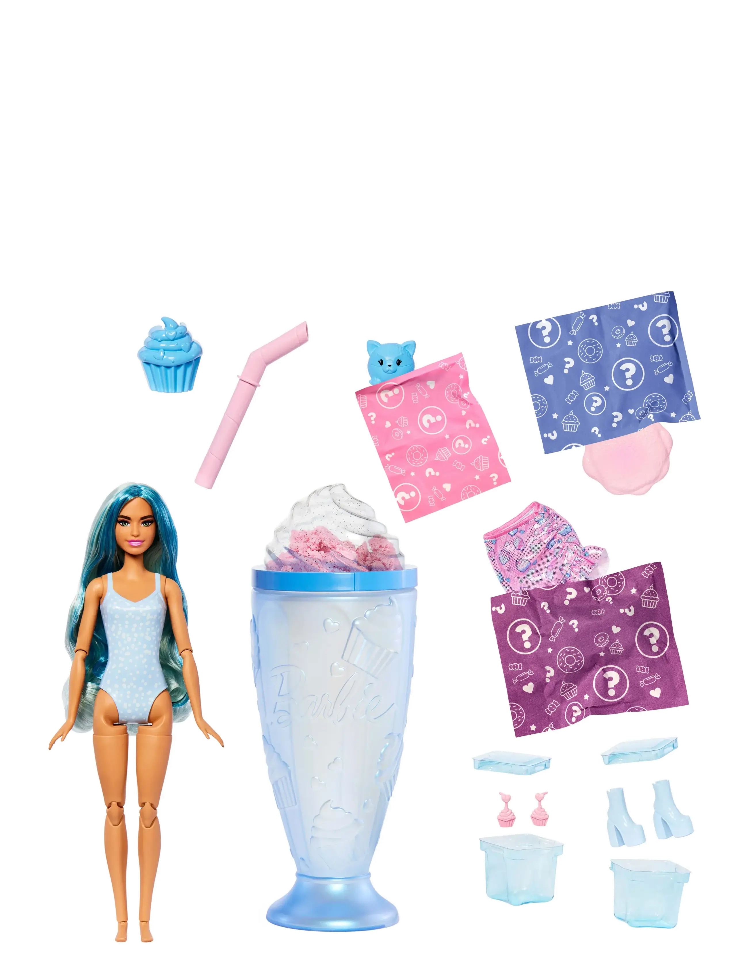 Barbie - Pop Reveal Sweet Treat Series Doll & Accessories Set, Cool Cupcake Fashion Doll & Pet - multi color - 3