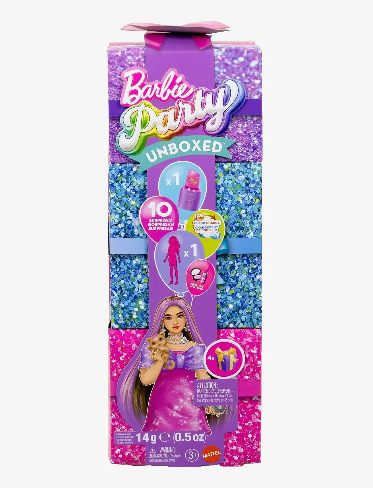 Barbie - Party Unboxed Glam Party Series Pink Sparkle Doll & Accessories with 10 Surprises - julegaver under 300kr - multi color - 1