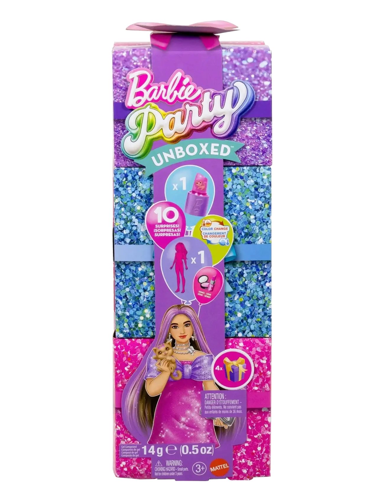 Barbie - Party Unboxed Glam Party Series Pink Sparkle Doll & Accessories with 10 Surprises - nuket - multi color - 2