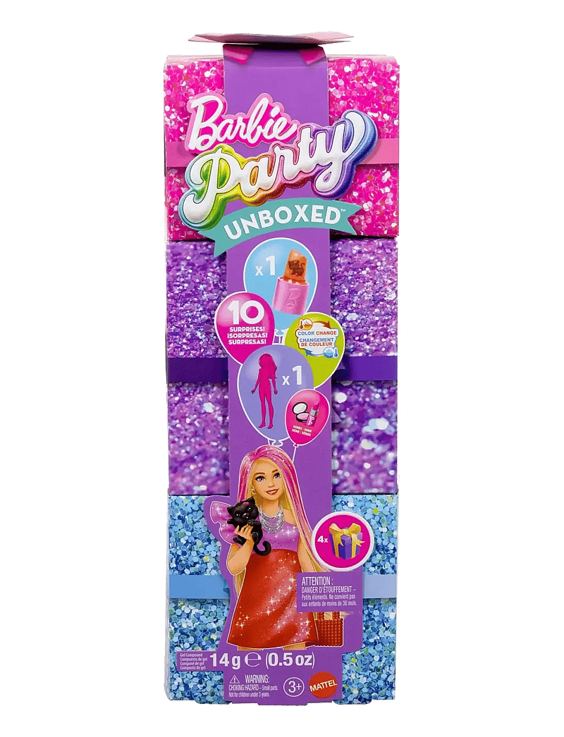 Barbie - Party Unboxed Glam Party Series Red Sparkle Doll & Accessories with 10 Surprises - accessoires pour poupée - multi color - 0