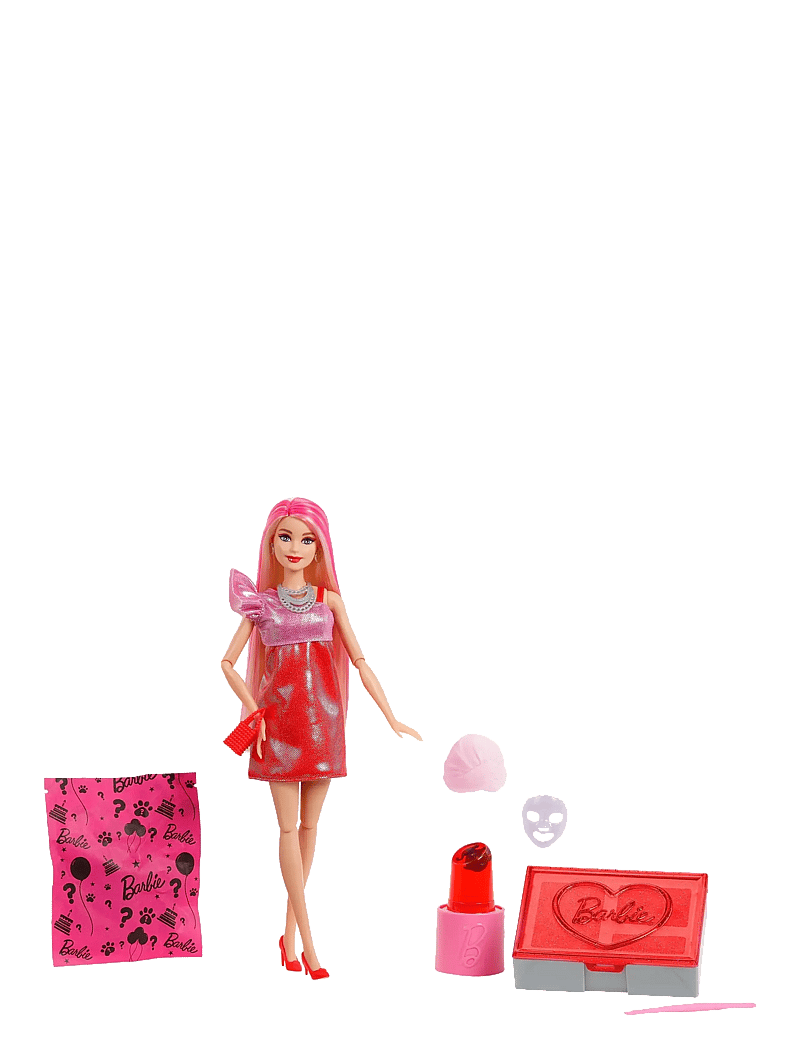 Barbie - Party Unboxed Glam Party Series Red Sparkle Doll & Accessories with 10 Surprises - accessoires pour poupée - multi color - 1