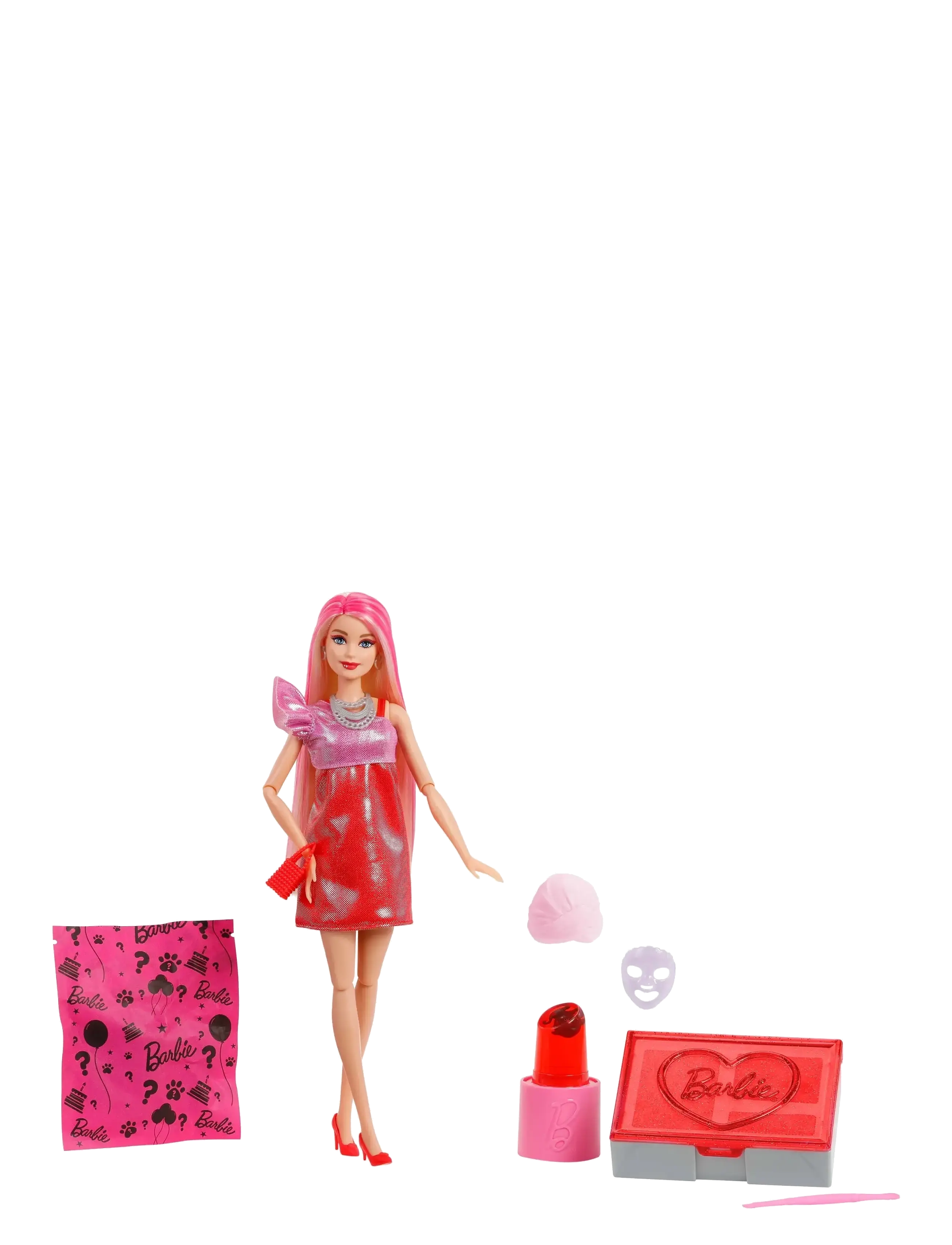 Barbie - Party Unboxed Glam Party Series Red Sparkle Doll & Accessories with 10 Surprises - accessoires pour poupée - multi color - 1