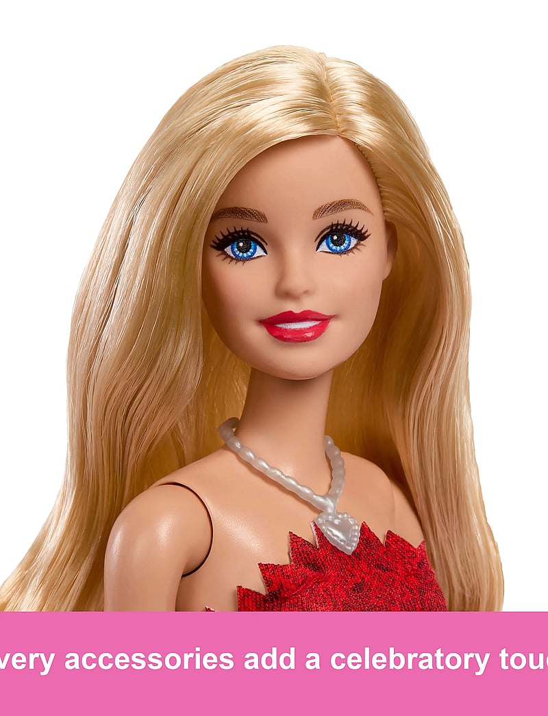 Barbie - Mattel 80th Anniversary Ruby-Red Celebration Fashion Doll Wearing Red Dress with Accessories - nukud - multi color - 0