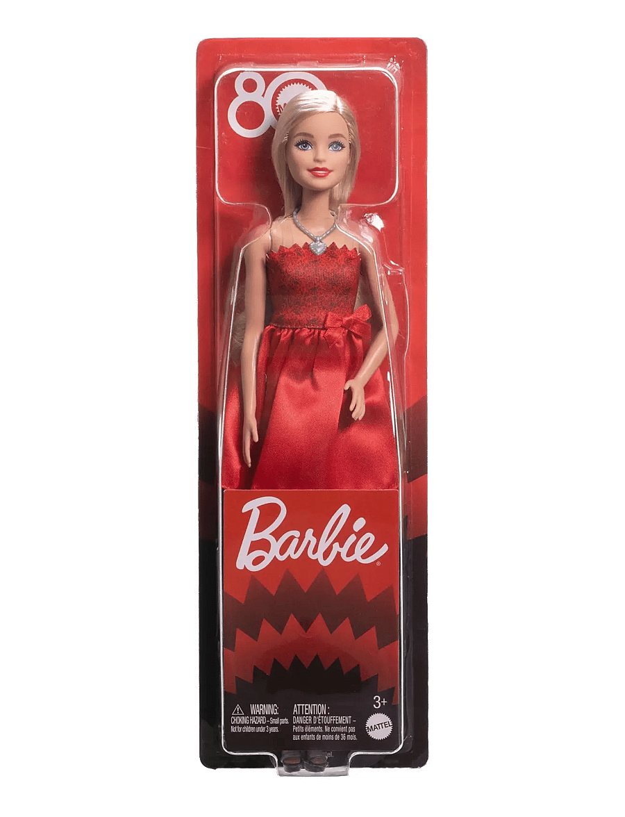 Barbie - Mattel 80th Anniversary Ruby-Red Celebration Fashion Doll Wearing Red Dress with Accessories - madalaimad hinnad - multi color - 5