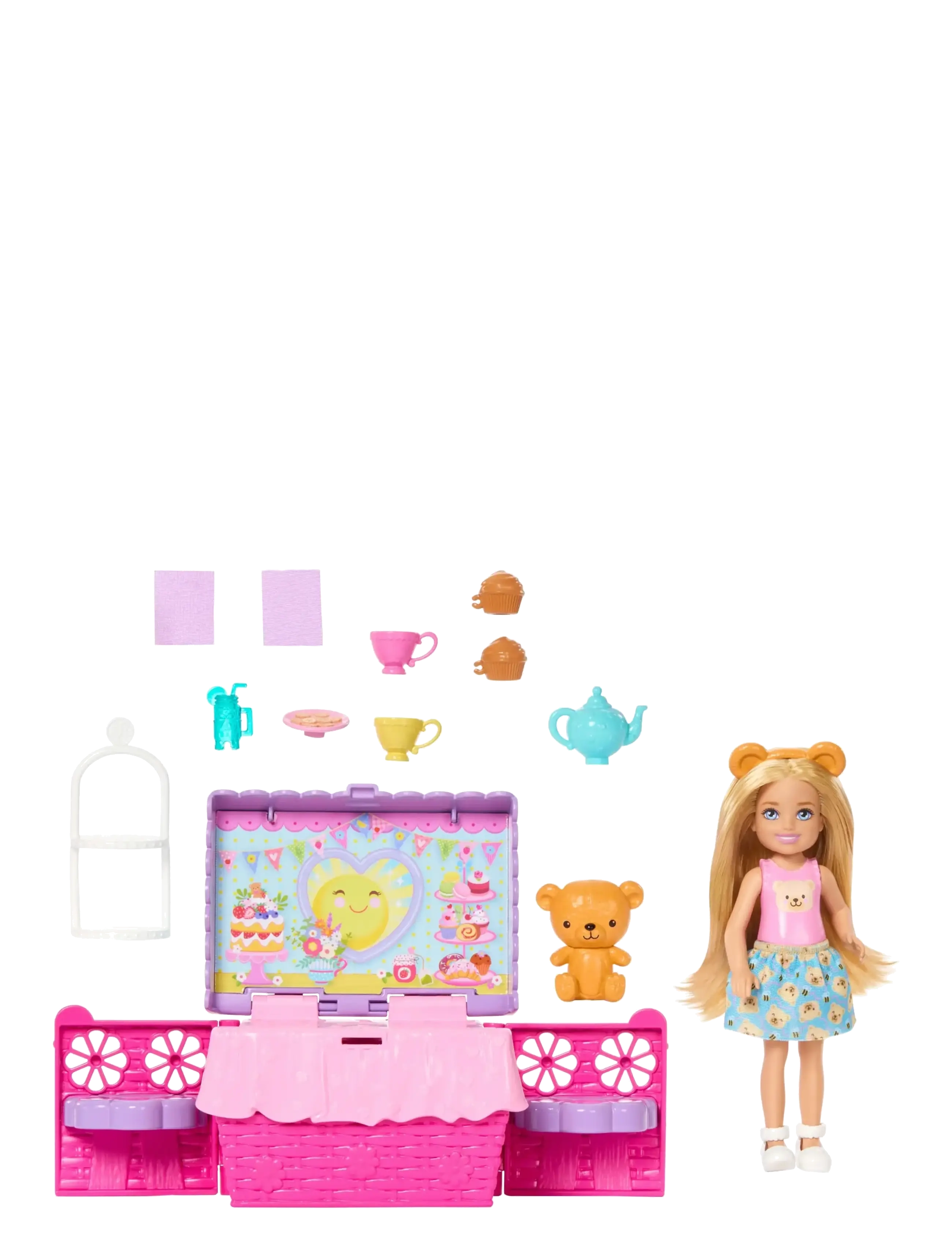 Barbie Chelsea Family & Friends Club Pop-Up Tea Party Playset with Small Doll & 10+ Accessories - Leksakssets & Figurer - MULTICOLOR / pink/rose