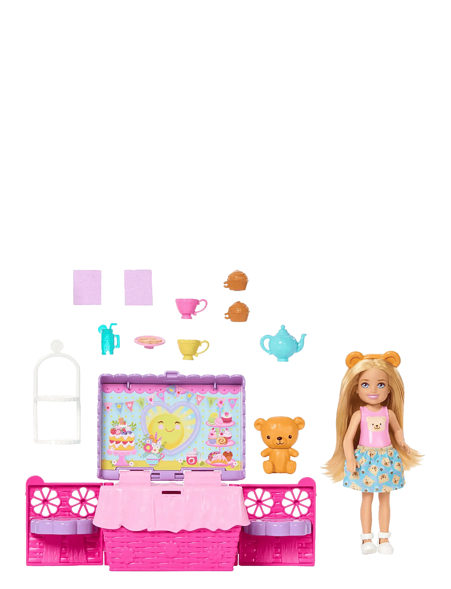 Barbie - Chelsea Family & Friends Club Pop-Up Tea Party Playset with Small Doll & 10+ Accessories - legesæt - multicolor - 1