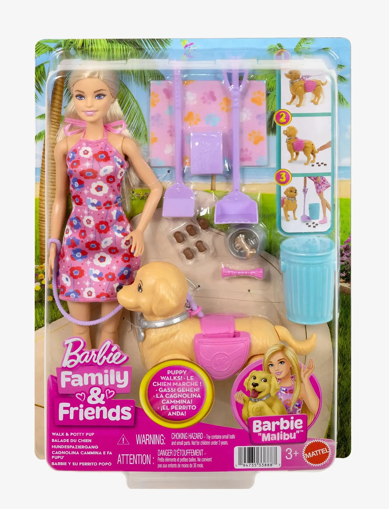 Barbie - “Malibu” Walk & Potty Pup Toy Set - puppen - multicolor - 2