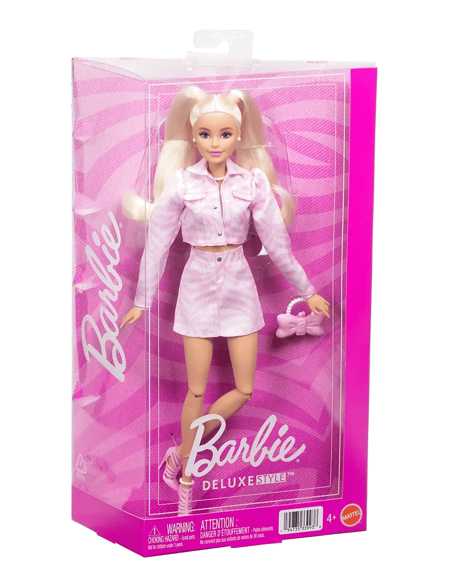 Barbie - Deluxe Style Fashion Doll #9 in Matching Pink Denim Jacket & Skirt Set, Blonde - poupées - multicolor - 2