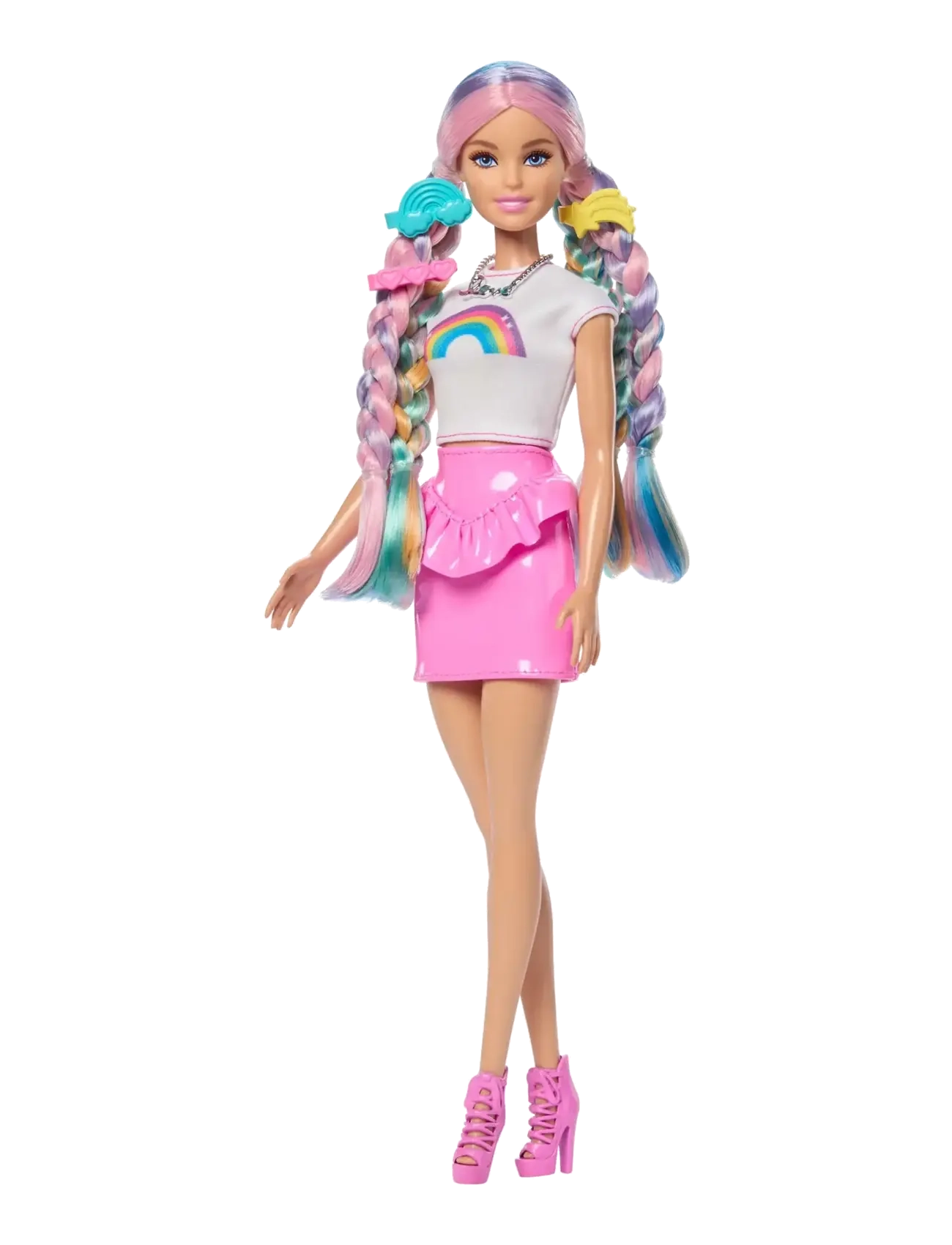 Barbie Rainbow Sparkle Hair Fashion Doll With Extra-Long Hair And 12 Styling Accessories, Børn, Dolls, Pink, Str: ONE SIZE