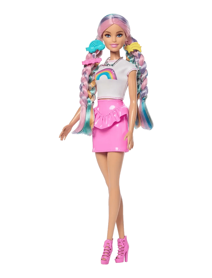 Barbie - Rainbow Sparkle Hair Fashion Doll with Extra-Long Hair and 12 Styling Accessories - puppen - multicolor - 0