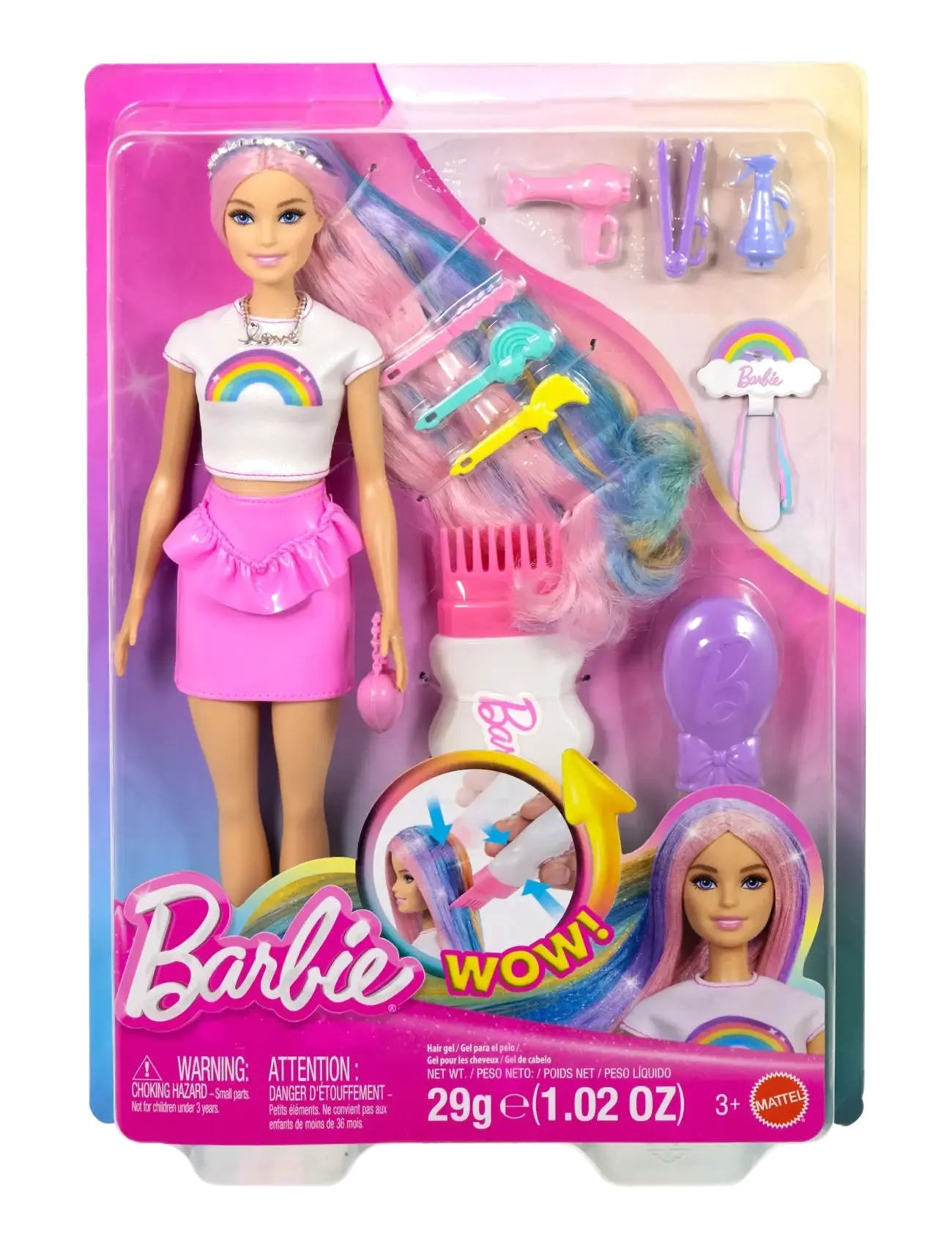 Barbie - Rainbow Sparkle Hair Fashion Doll with Extra-Long Hair and 12 Styling Accessories - puppen - multicolor - 3