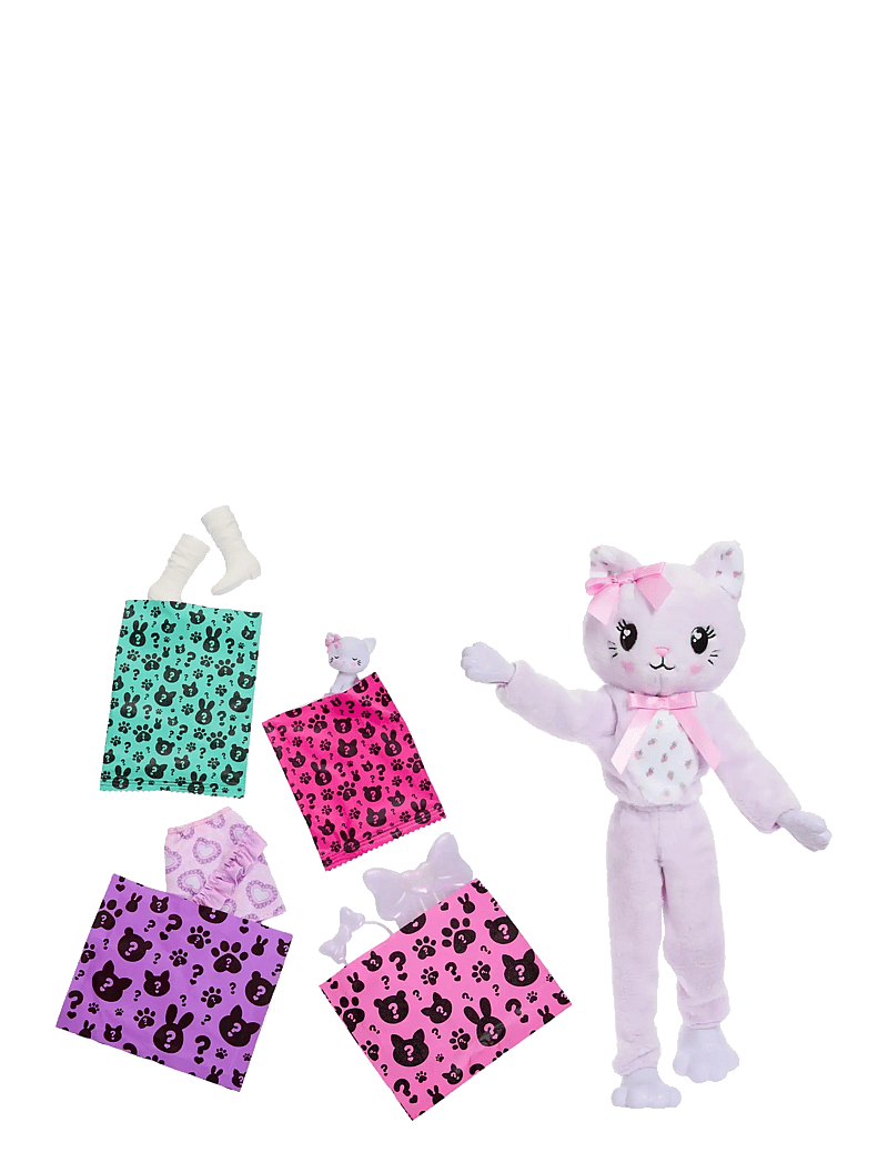Barbie - Cutie Reveal Doll & Accessories, Cuddly Series Kitten with 10 Surprises - puppen - multicolor - 2