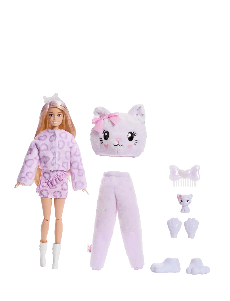 Barbie - Cutie Reveal Doll & Accessories, Cuddly Series Kitten with 10 Surprises - puppen - multicolor - 3