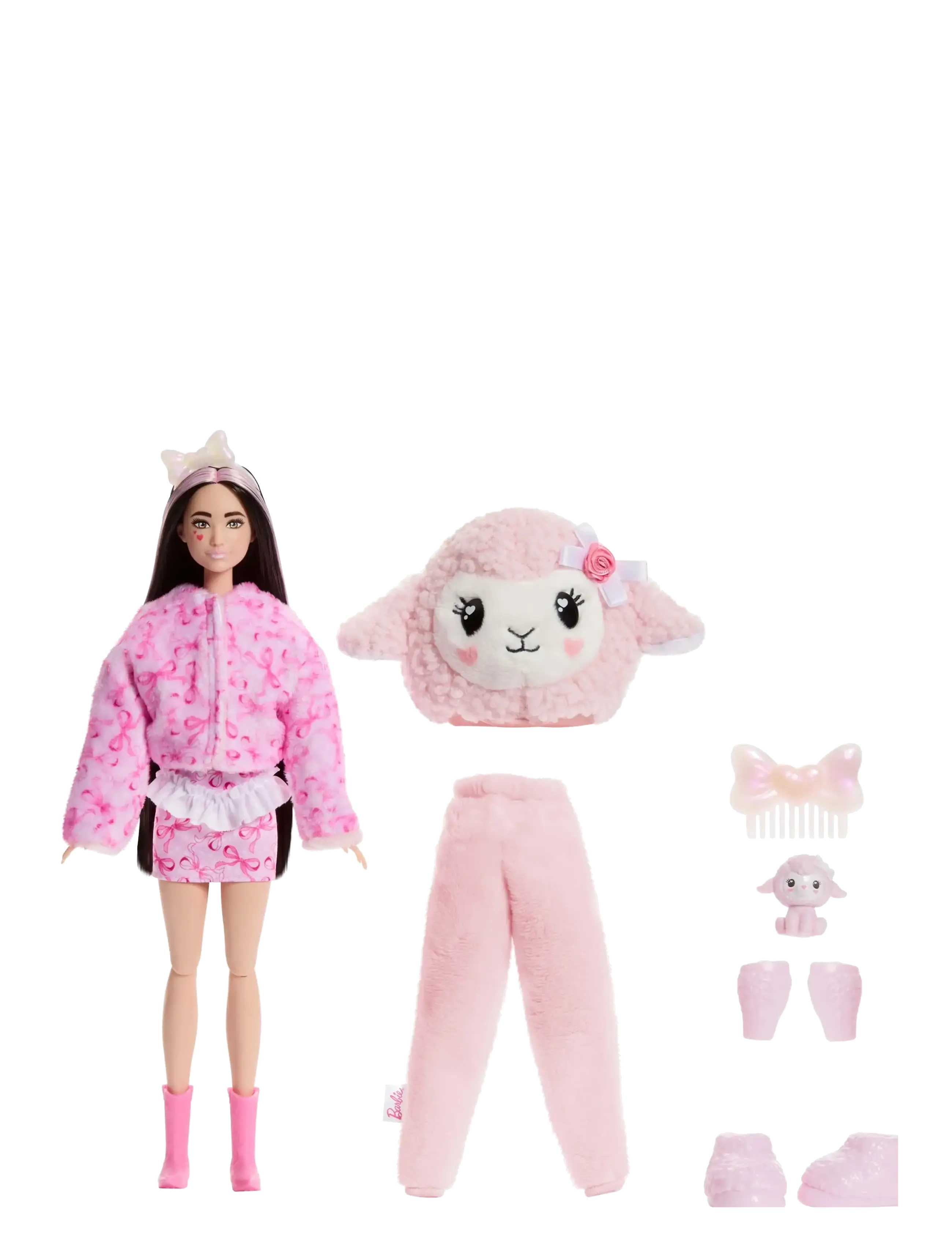 Barbie - Cutie Reveal Doll & Accessories, Cuddly Series Lamb with 10 Surprises - dukker - multicolor - 3