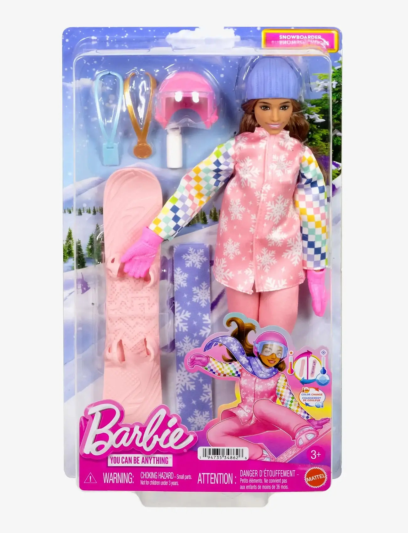 Barbie - Careers Snowboarder Doll in Pink Jacket with 10+ Accessories Including Color-Change Snowboard - nukud - multicolor - 3