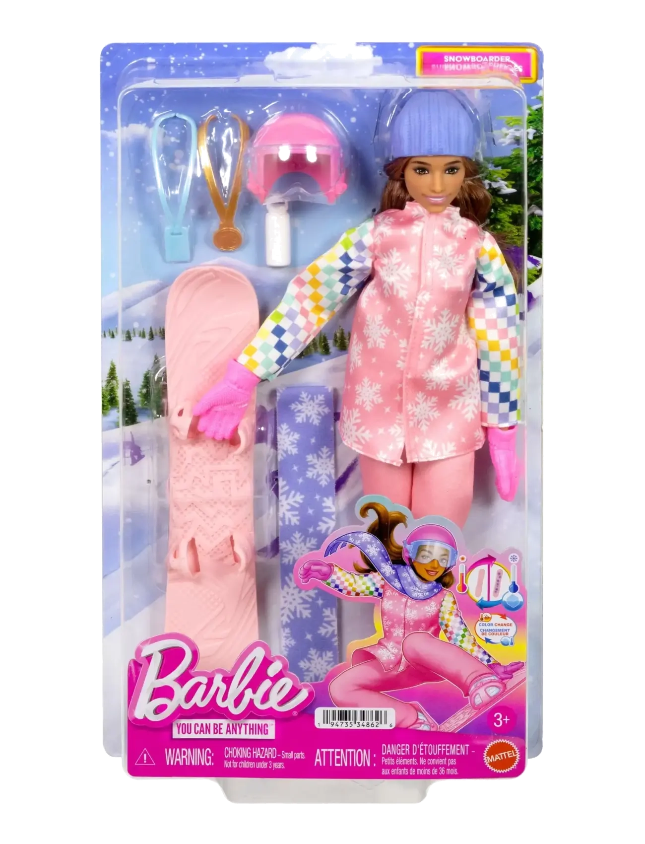 Barbie - Careers Snowboarder Doll in Pink Jacket with 10+ Accessories Including Color-Change Snowboard - dukker - multicolor - 3
