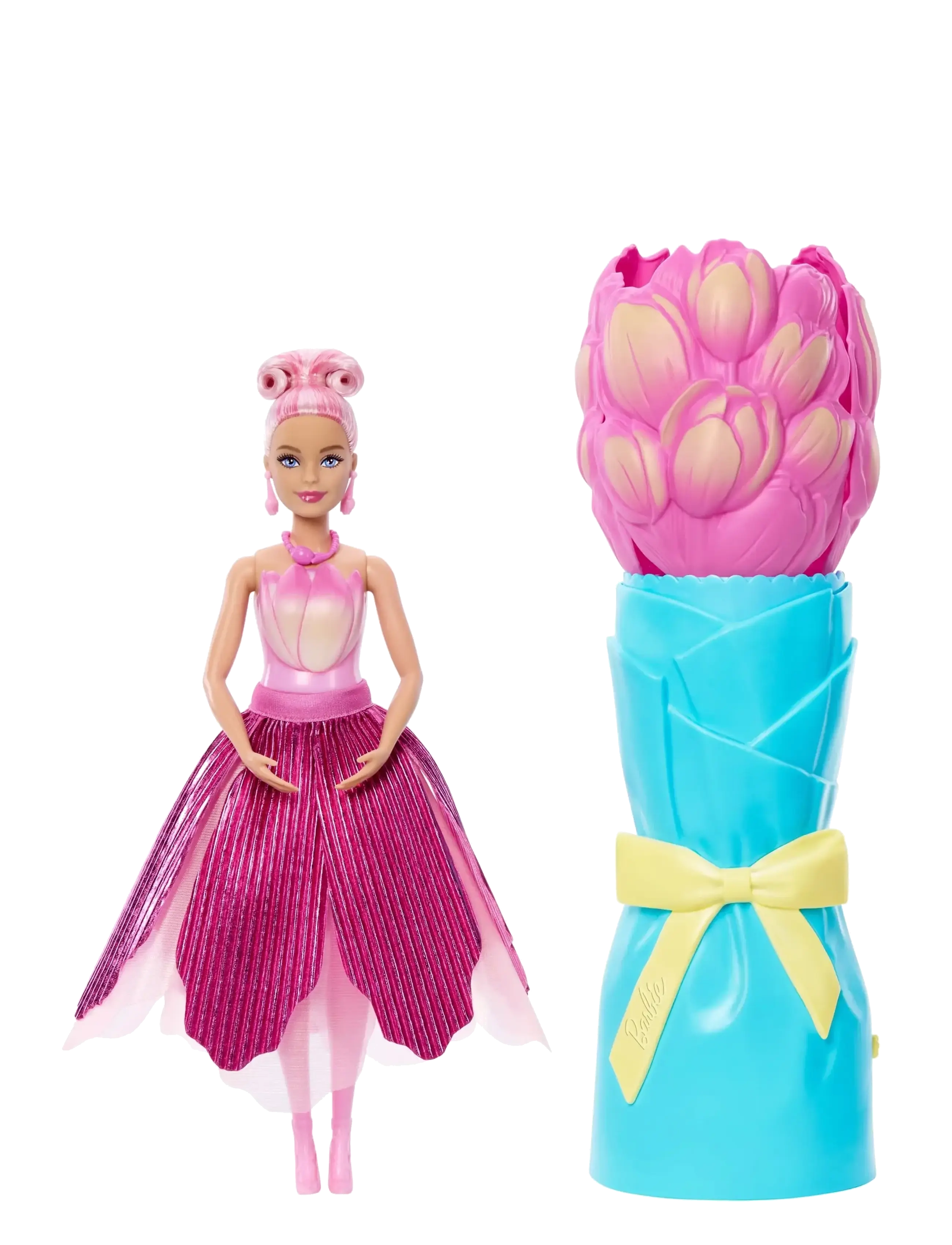 Barbie Petal Pop Scented Fashion Doll with Pink Tulip Dress, Reveal Accessories like Bunny & More - Puppen & Zubehör - MULTICOLOR / pink/rose