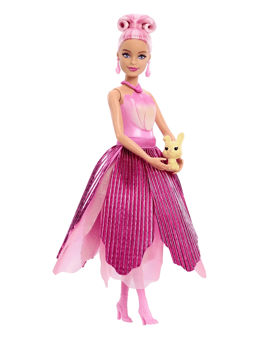 Barbie - Petal Pop Scented Fashion Doll with Pink Tulip Dress, Reveal Accessories like Bunny & More - puppen - multicolor - 5