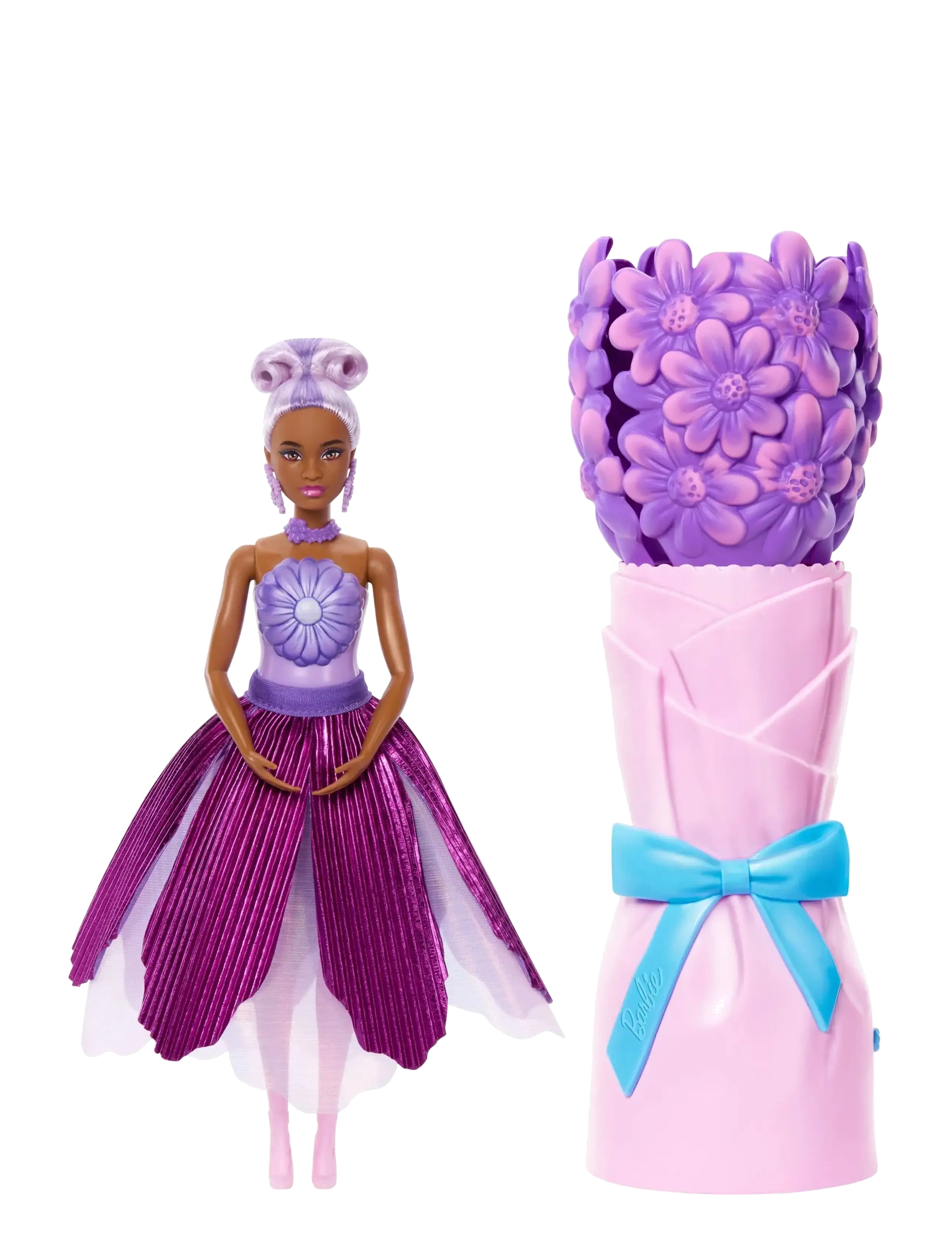 Barbie Petal Pop Scented Fashion Doll With Purple Dress, Reveal Accessories Like Bunny & More, Børn, Dolls, Lila, Str: ONE SIZE