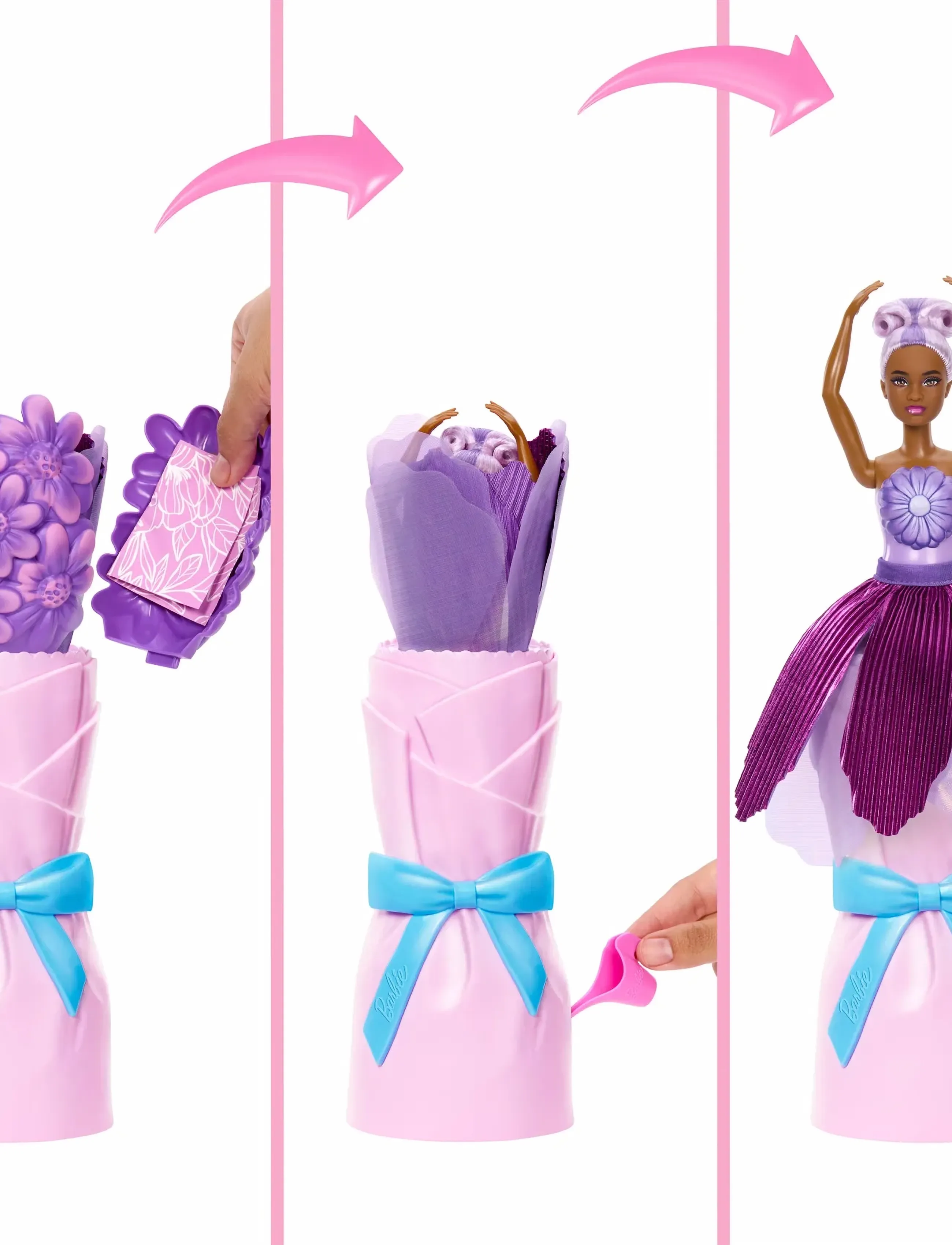 Barbie - Petal Pop Scented Fashion Doll with Purple Dress, Reveal Accessories like Bunny & More - dukker - multicolor - 5