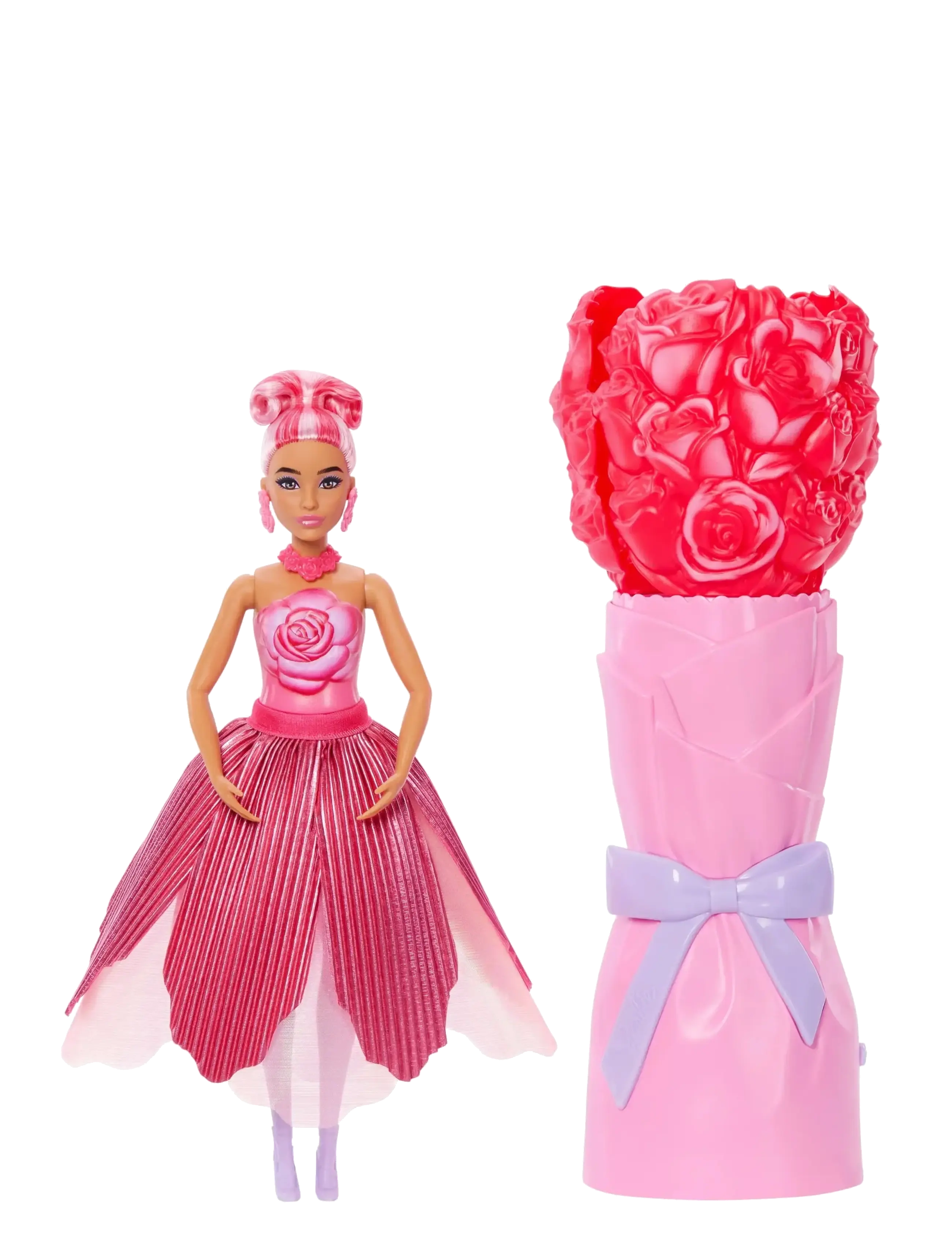 Barbie Petal Pop Scented Fashion Doll With Rose Dress, Reveal Accessories Like Bunny & More, Børn, Dolls, Pink, Str: ONE SIZE