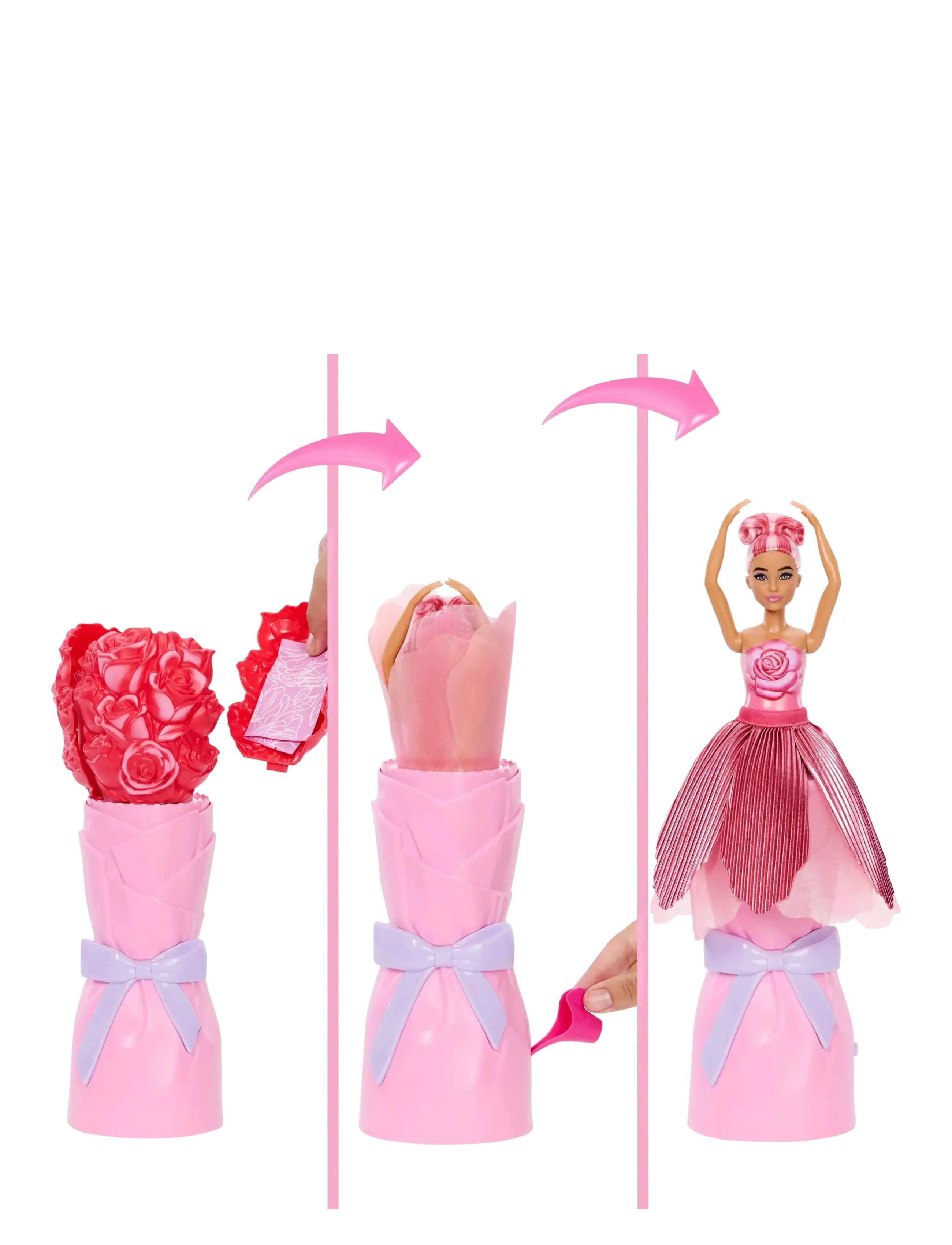 Barbie - Petal Pop Scented Fashion Doll with Rose Dress, Reveal Accessories like Bunny & More - puppen - multicolor - 1
