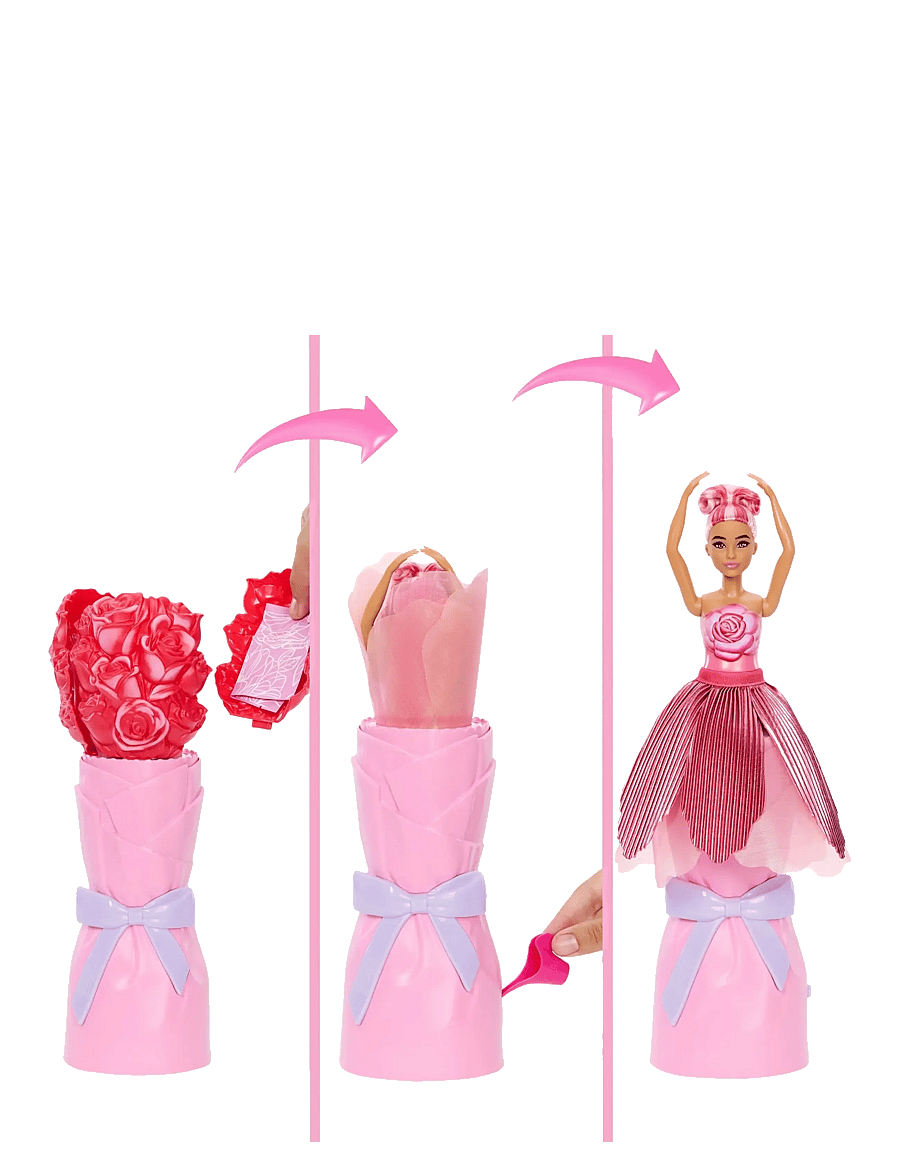 Barbie - Petal Pop Scented Fashion Doll with Rose Dress, Reveal Accessories like Bunny & More - puppen - multicolor - 1