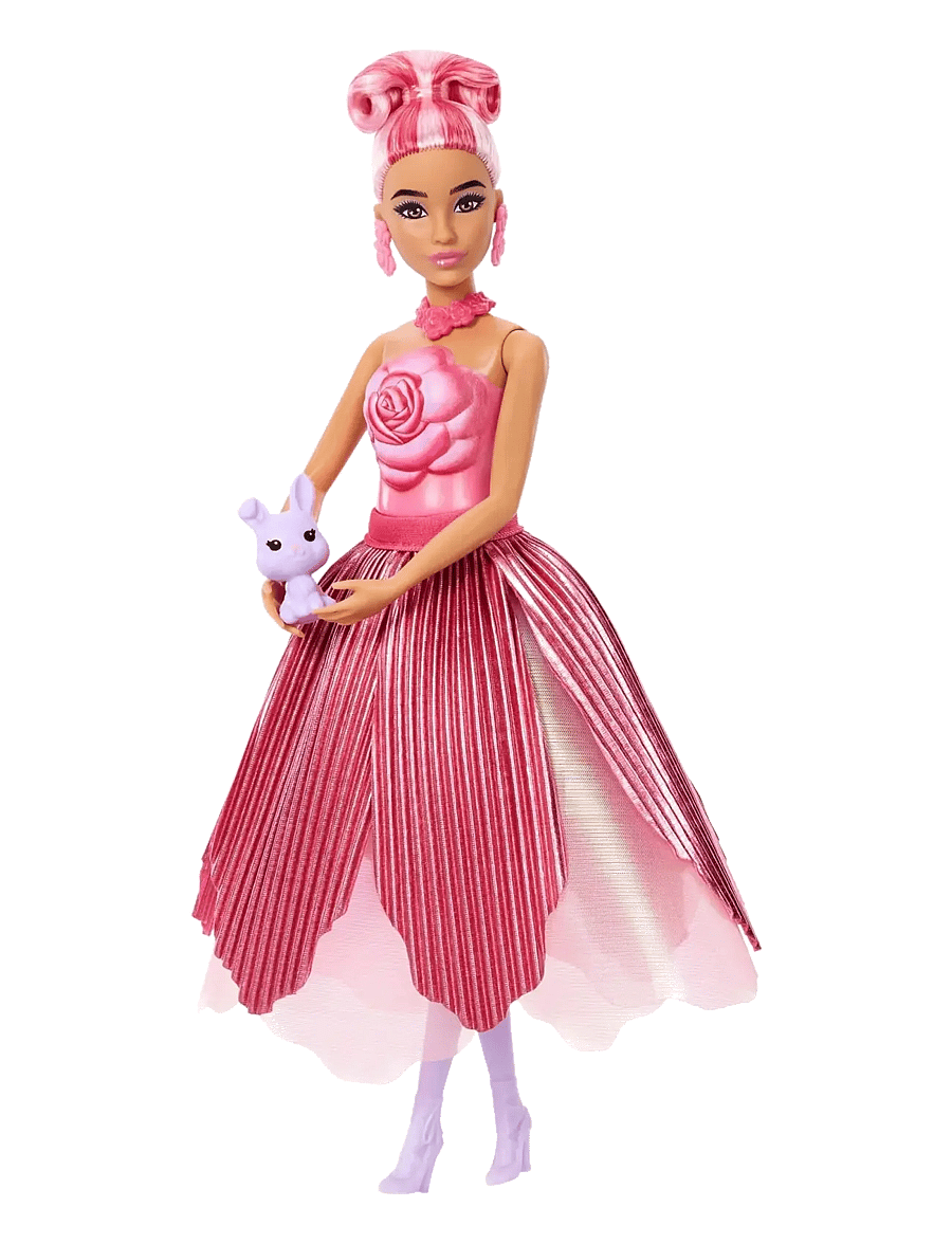 Barbie - Petal Pop Scented Fashion Doll with Rose Dress, Reveal Accessories like Bunny & More - puppen - multicolor - 4