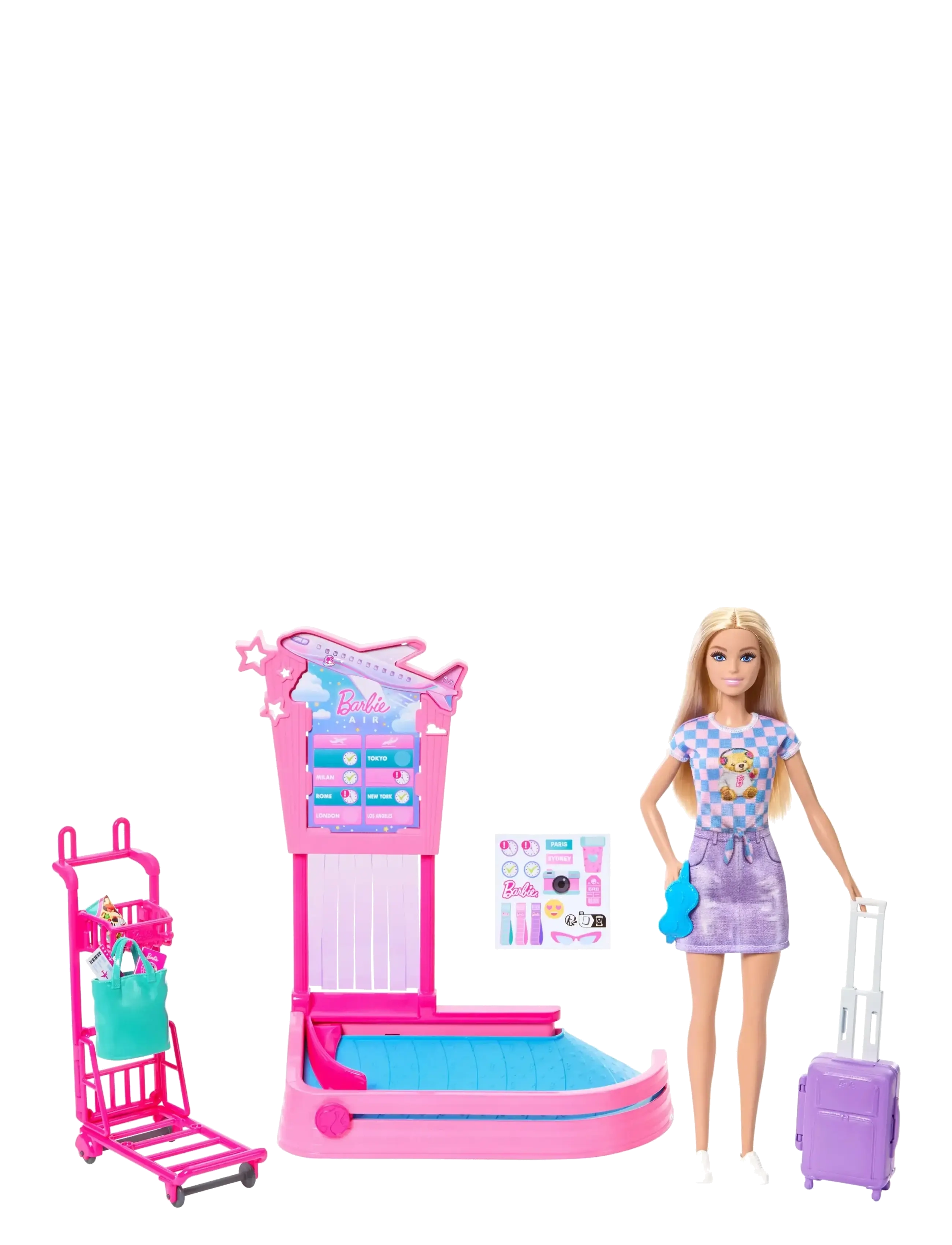 Barbie Barbie Family & Friends Baggage Claim Playset, One Size, Pink, Legesæt Og Actionfigurer > Legesæt, Børn