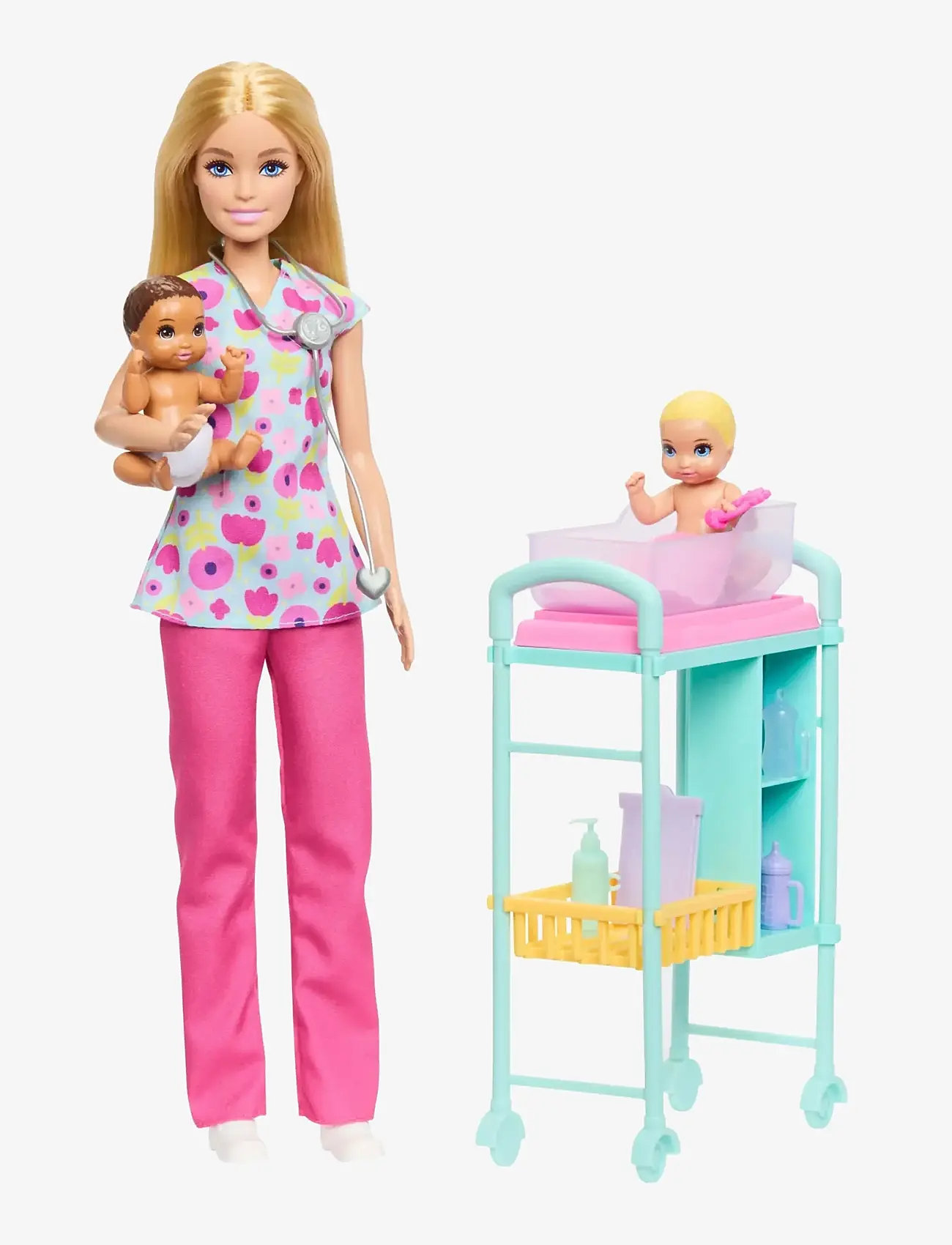 Barbie - Careers Baby Doctor Playset with Blonde Fashion Doll, 2 Baby Dolls, Exam Table & Accessories - dockor - multicolor - 0