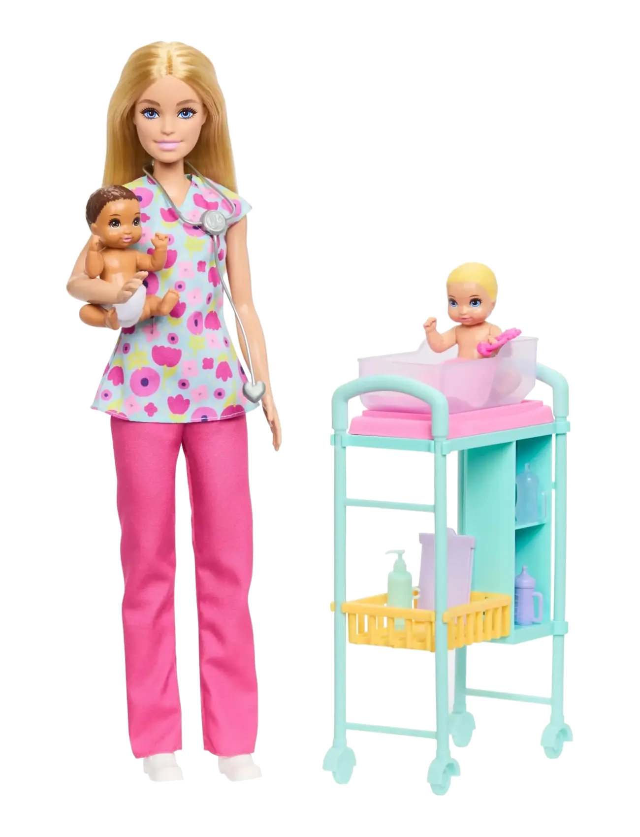 Barbie Careers Baby Doctor Playset with Blonde Fashion Doll, 2 Baby Dolls, Exam Table & Accessories - Barbie - MULTICOLOR / pink/rose